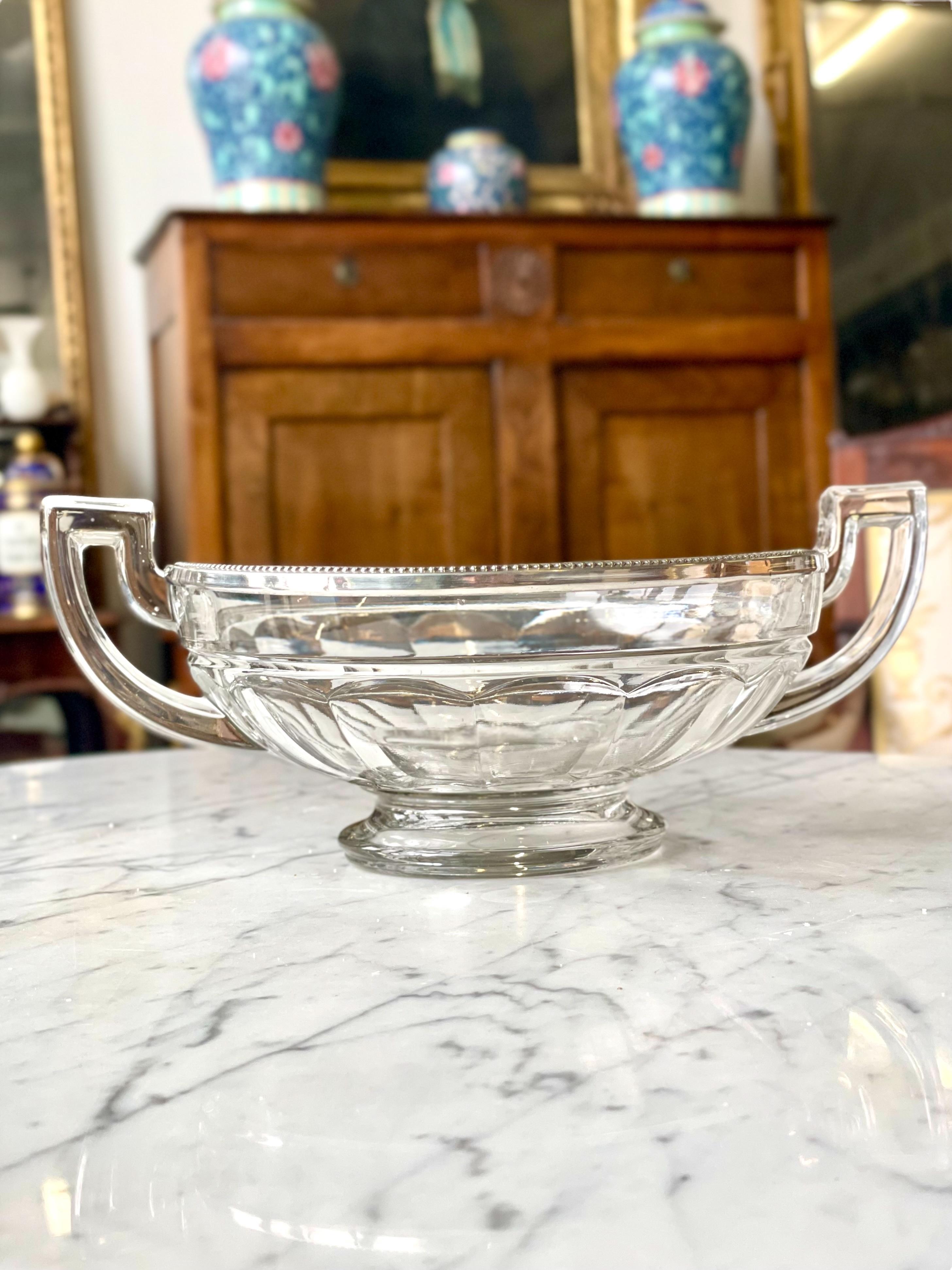 Cuenco Val Saint Lambert montado en cristal y plata de ley - Firmado, circa años 20 en venta 12