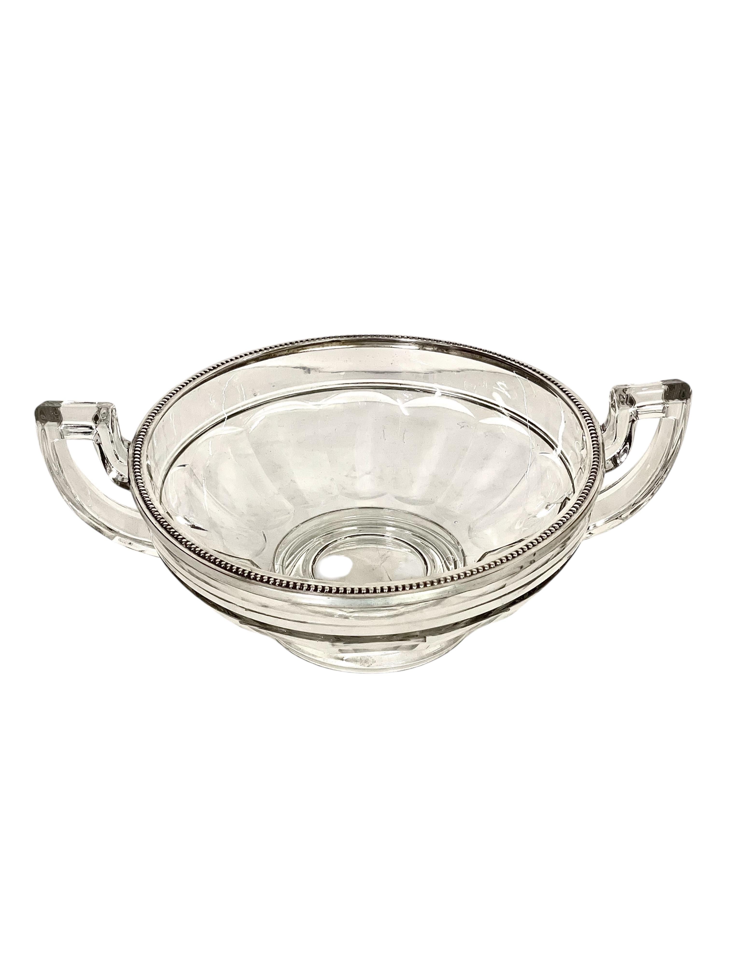 Cuenco Val Saint Lambert montado en cristal y plata de ley - Firmado, circa años 20 en Bueno estado para la venta en LA CIOTAT, FR
