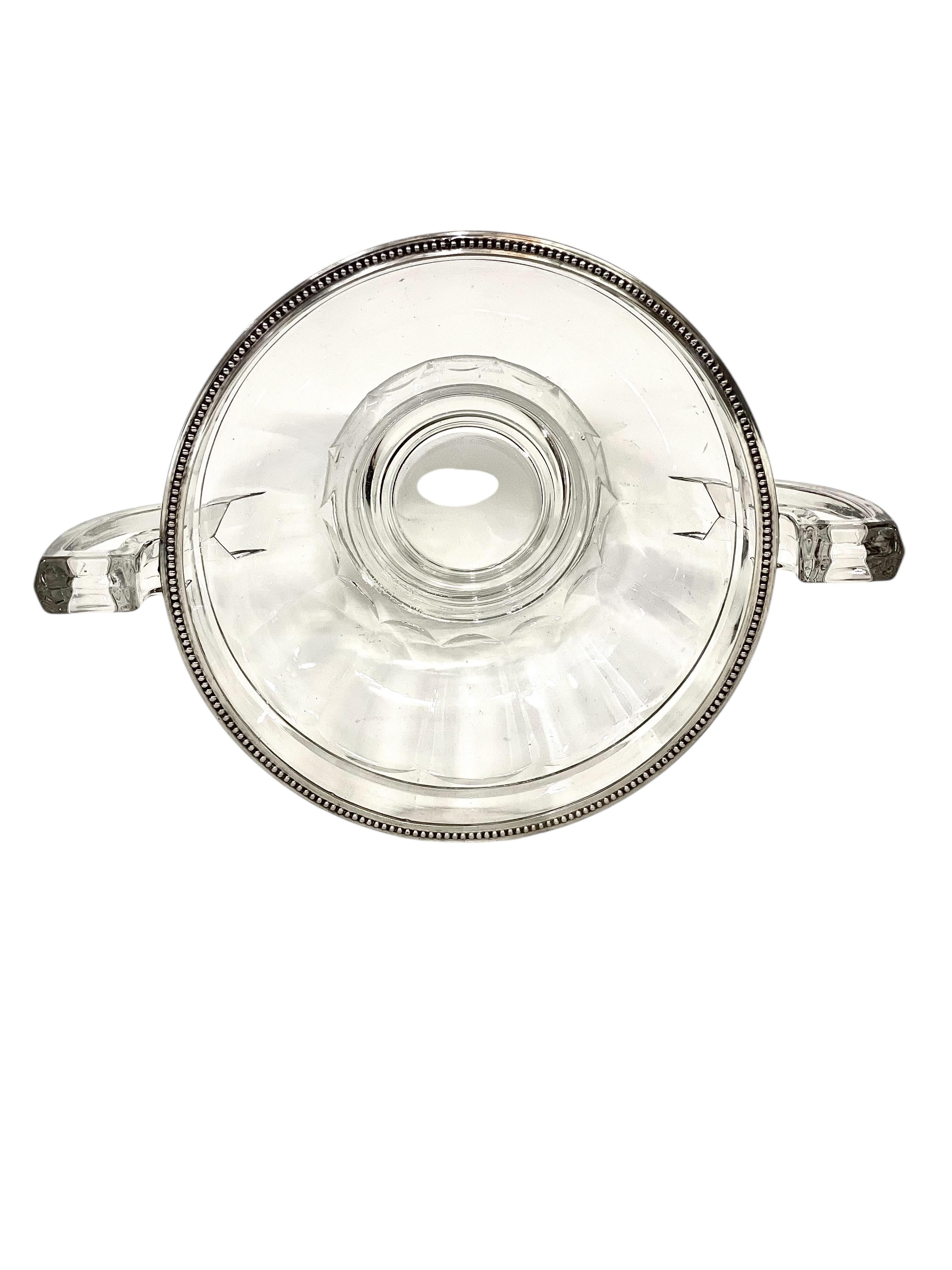 Cuenco Val Saint Lambert montado en cristal y plata de ley - Firmado, circa años 20 siglo XX en venta