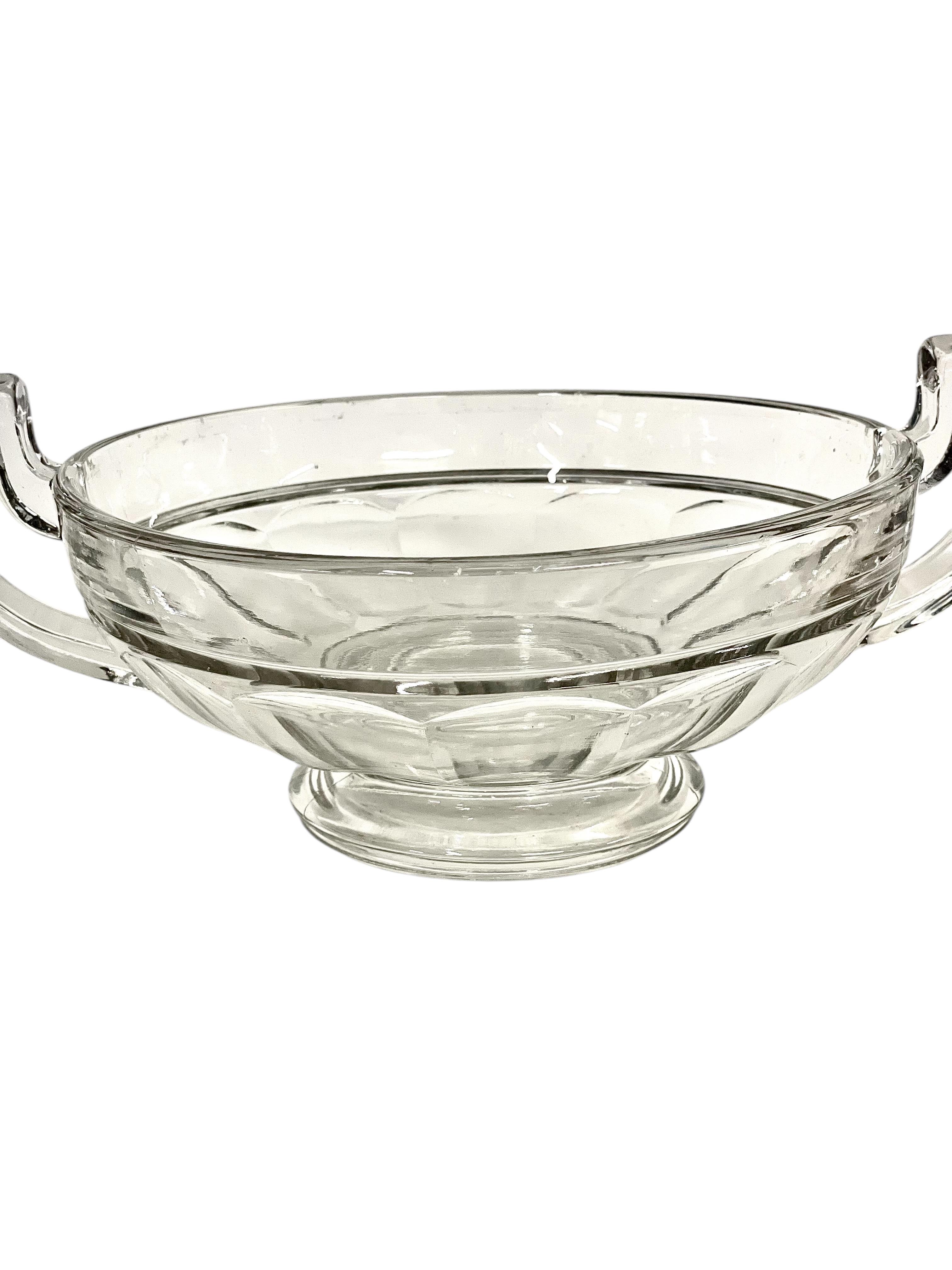 Cuenco Val Saint Lambert montado en cristal y plata de ley - Firmado, circa años 20 en venta 2