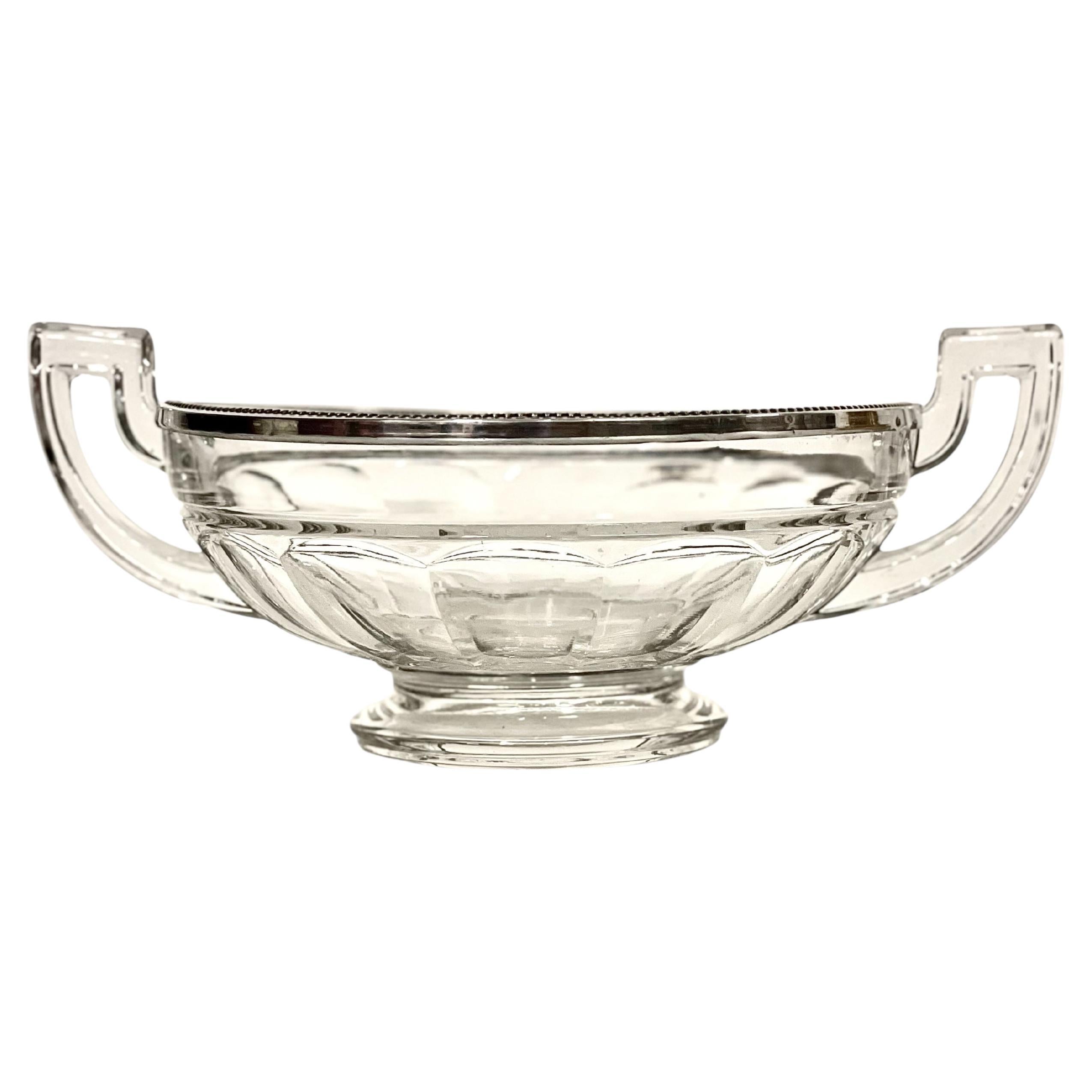 Cuenco Val Saint Lambert montado en cristal y plata de ley - Firmado, circa años 20