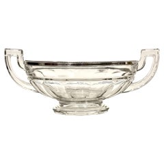 Val Saint Lambert Crystal and Sterling Silver Mounted Bowl – Signed, Circa 1920s