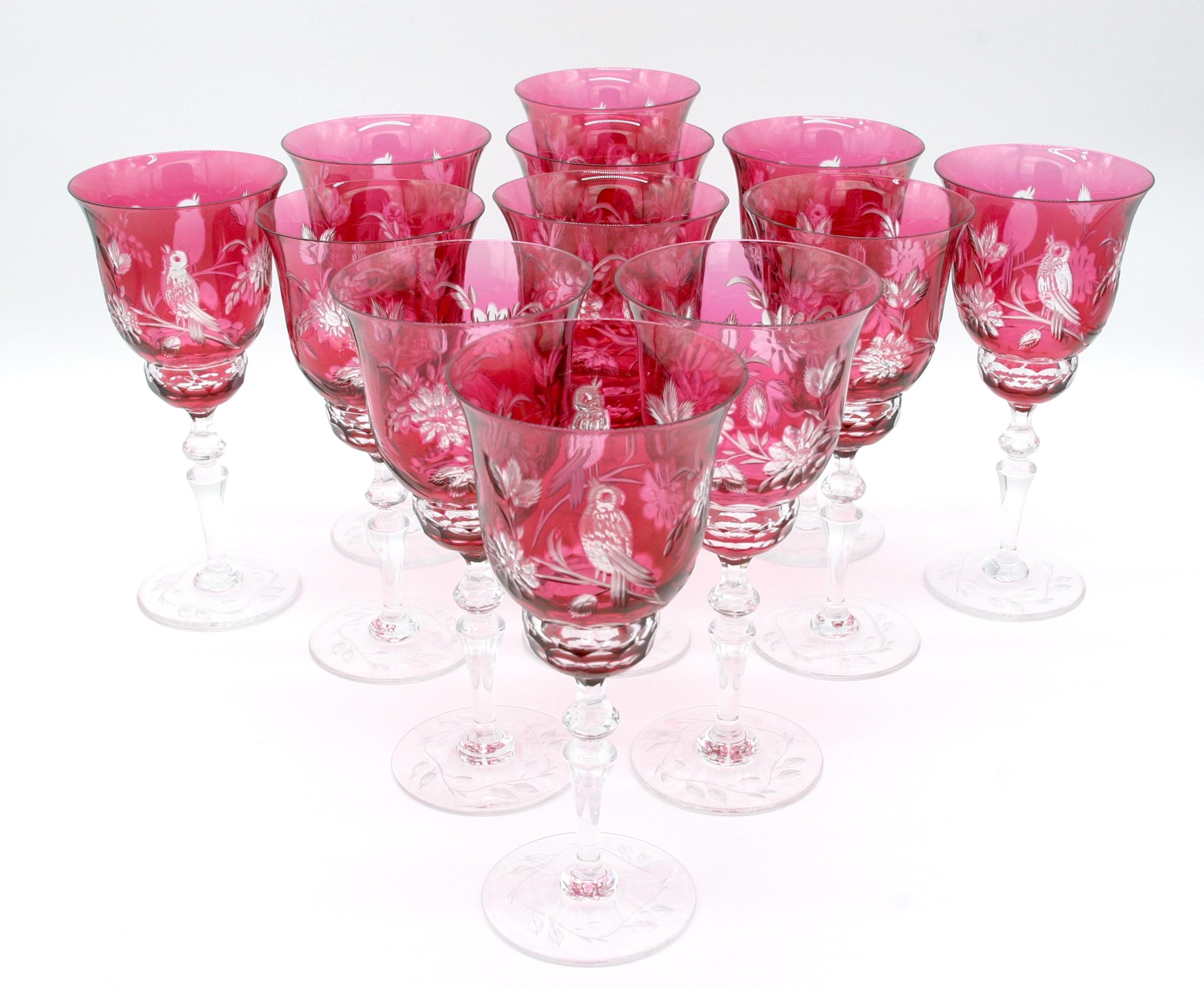 Val Saint Lambert Barware / tableware cranberry crystal service for 12 people . Val crystal is regarded as some of the most magnificent ever made and renowned for their exquisite color. This specific pattern, a variant of their renowned 