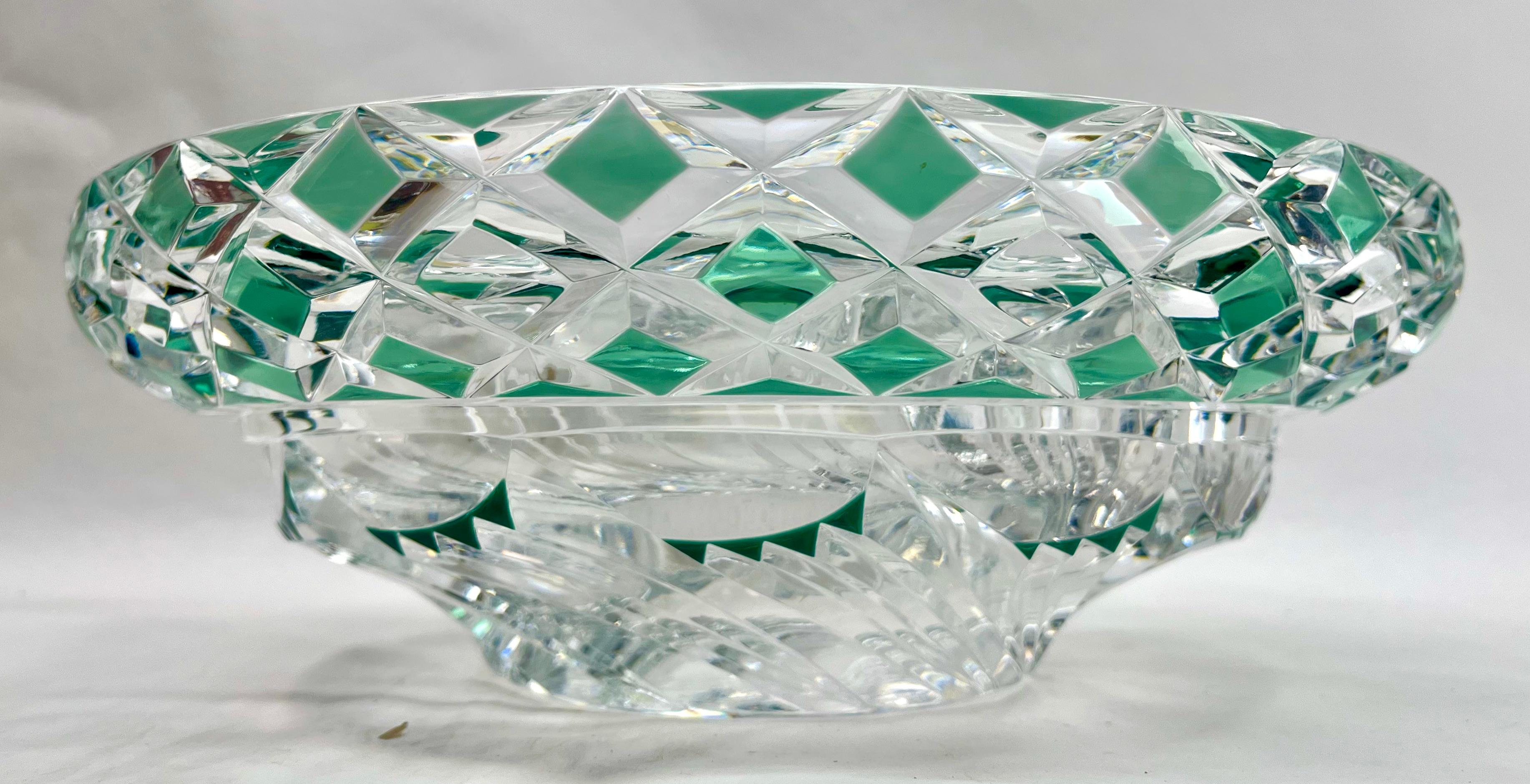 Mid-20th Century Val Saint Lambert Crystal Centerpiece, Fruits bowl Cut to Clear Signed and Label For Sale