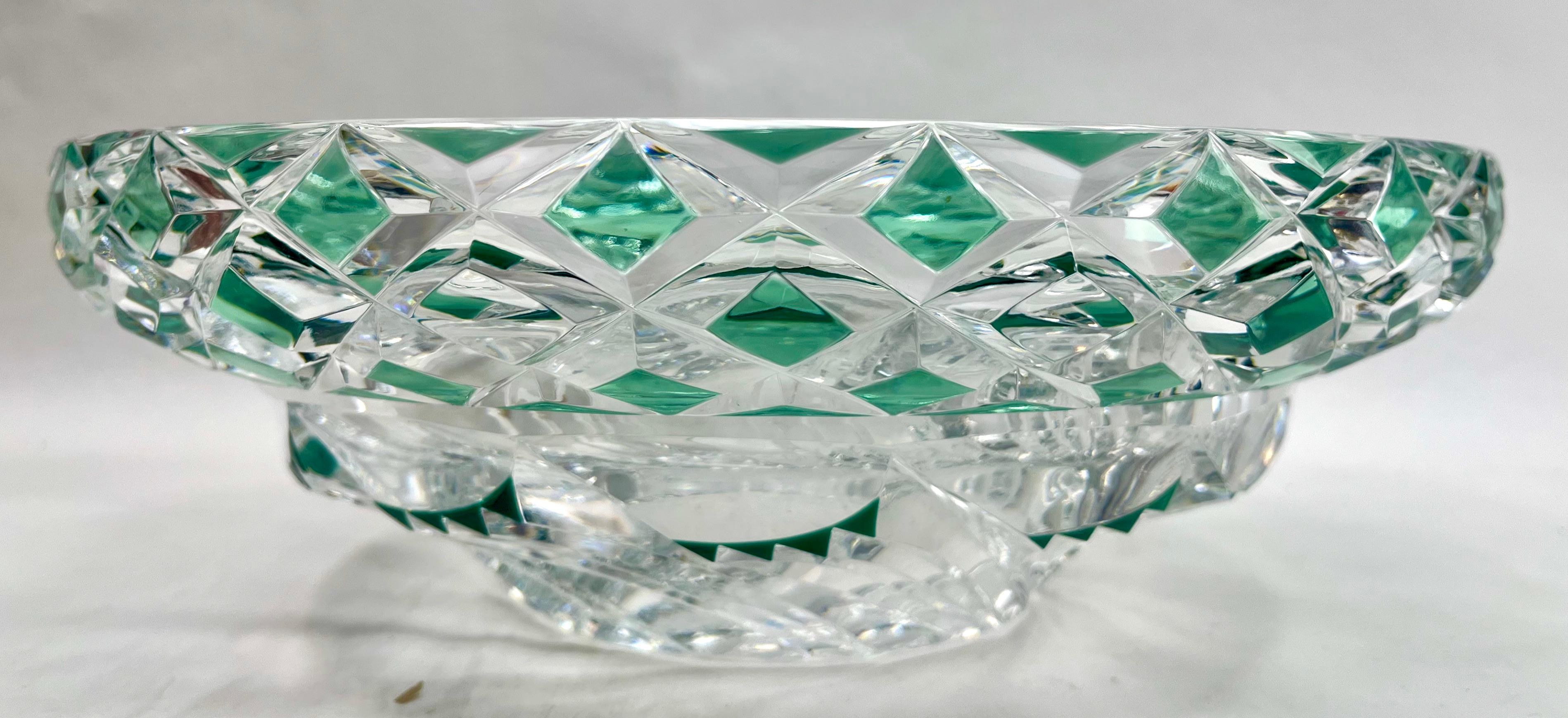 Val Saint Lambert Crystal Centerpiece, Fruits bowl Cut to Clear Signed and Label For Sale 2