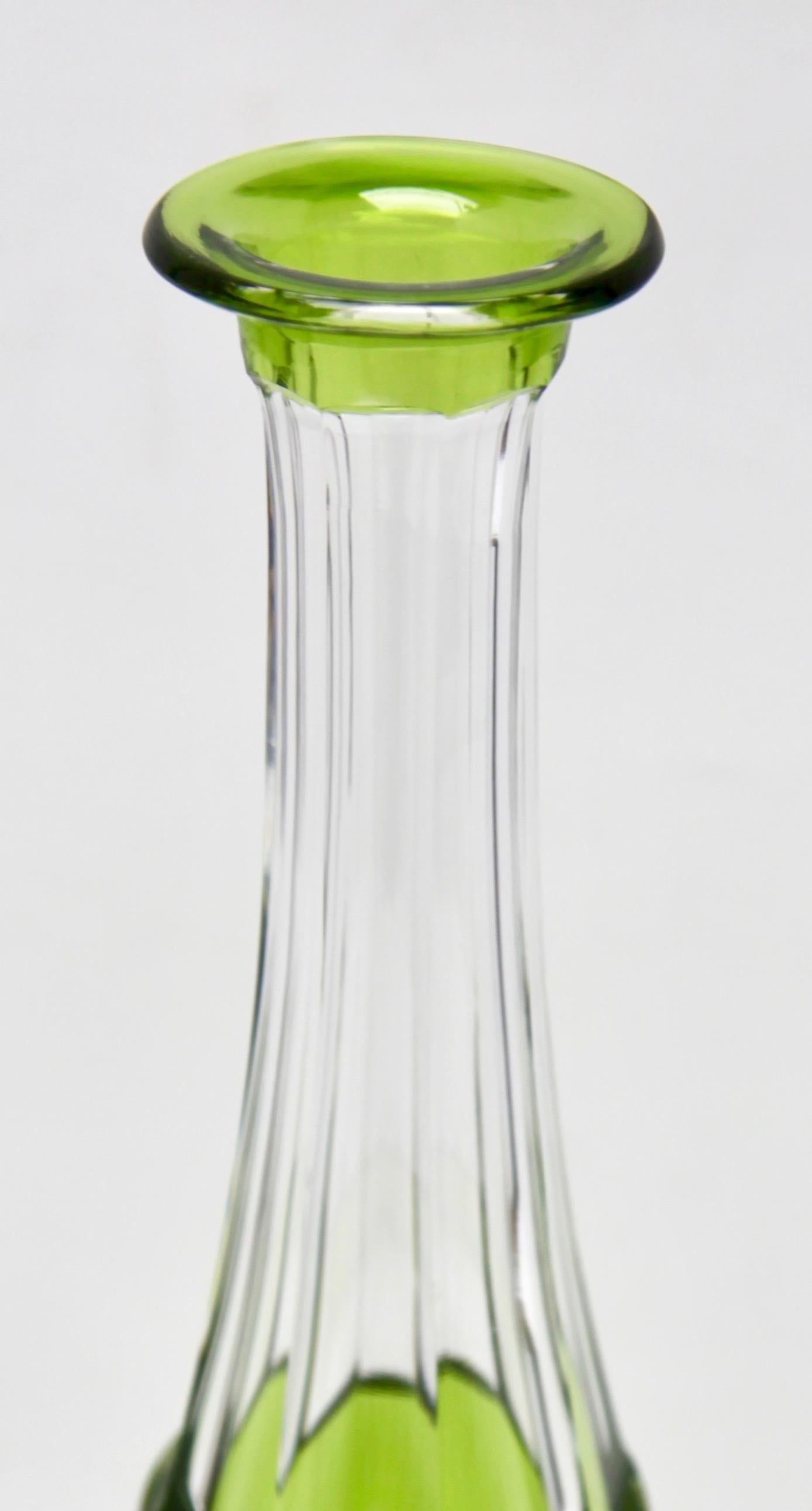 Val Saint Lambert Crystal Decanter, 6 Crystal Wine Goblets Handcut, 1950s 10