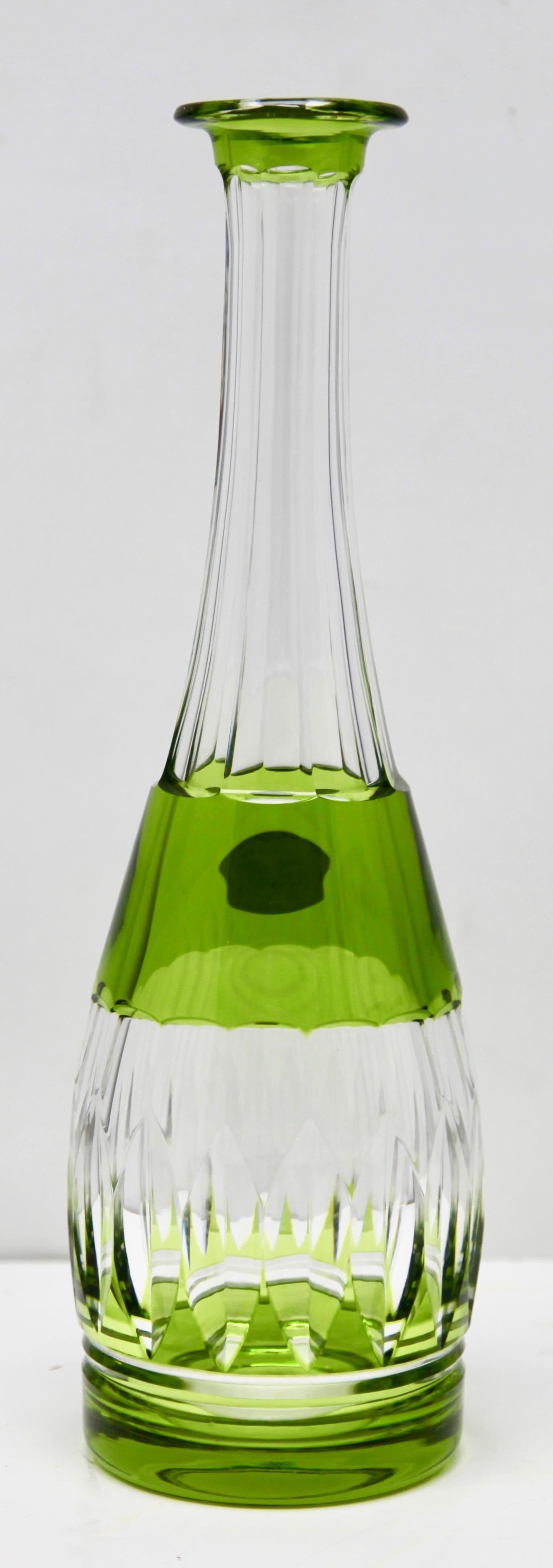 Val Saint Lambert Crystal Decanter, 6 Crystal Wine Goblets Handcut, 1950s 11