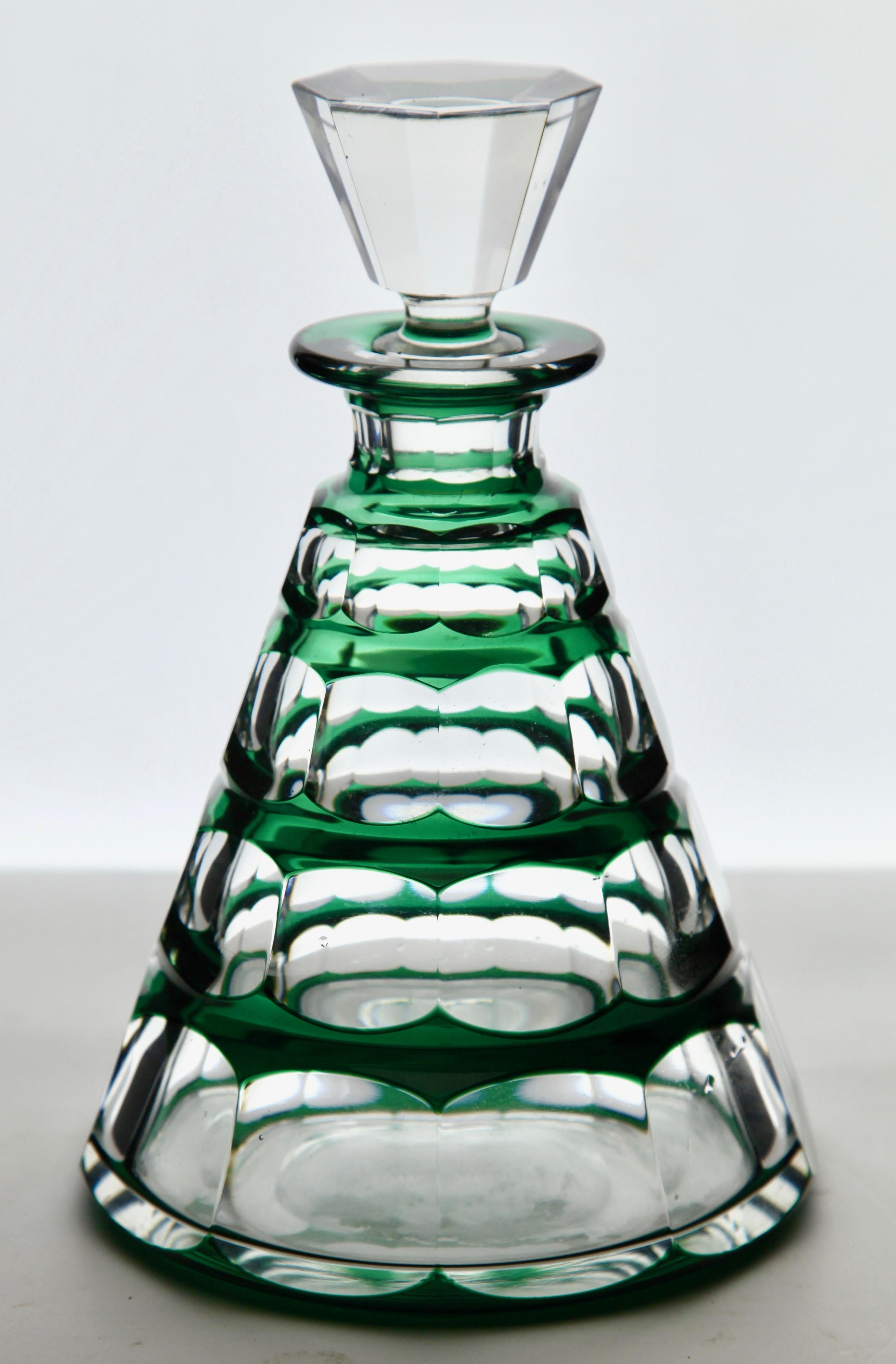 Faceted Val Saint Lambert Crystal Decanter Charles Graffart Cut-to-Clear, 1950s