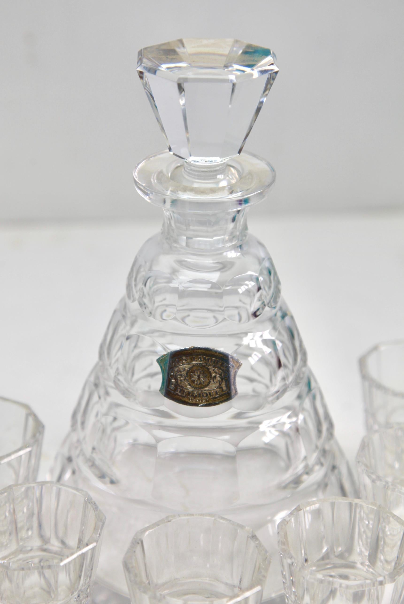 Sfaccettato Decanter di cristallo Val Saint Lambert Charles Graffart, anni '50 in vendita