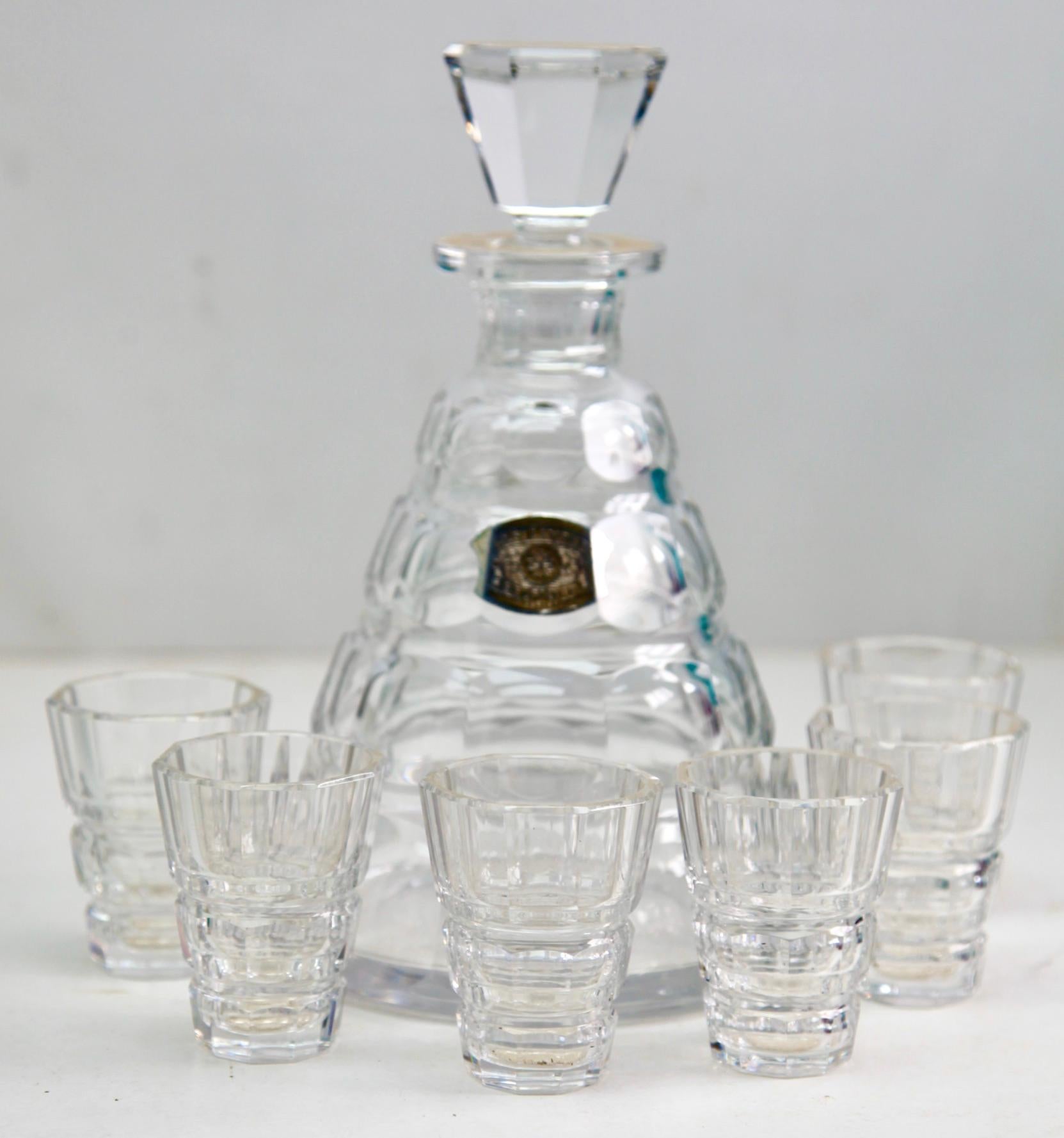 Faceted Val Saint Lambert Crystal Decanter Charles Graffart Cut-to-Clear, 1950s For Sale