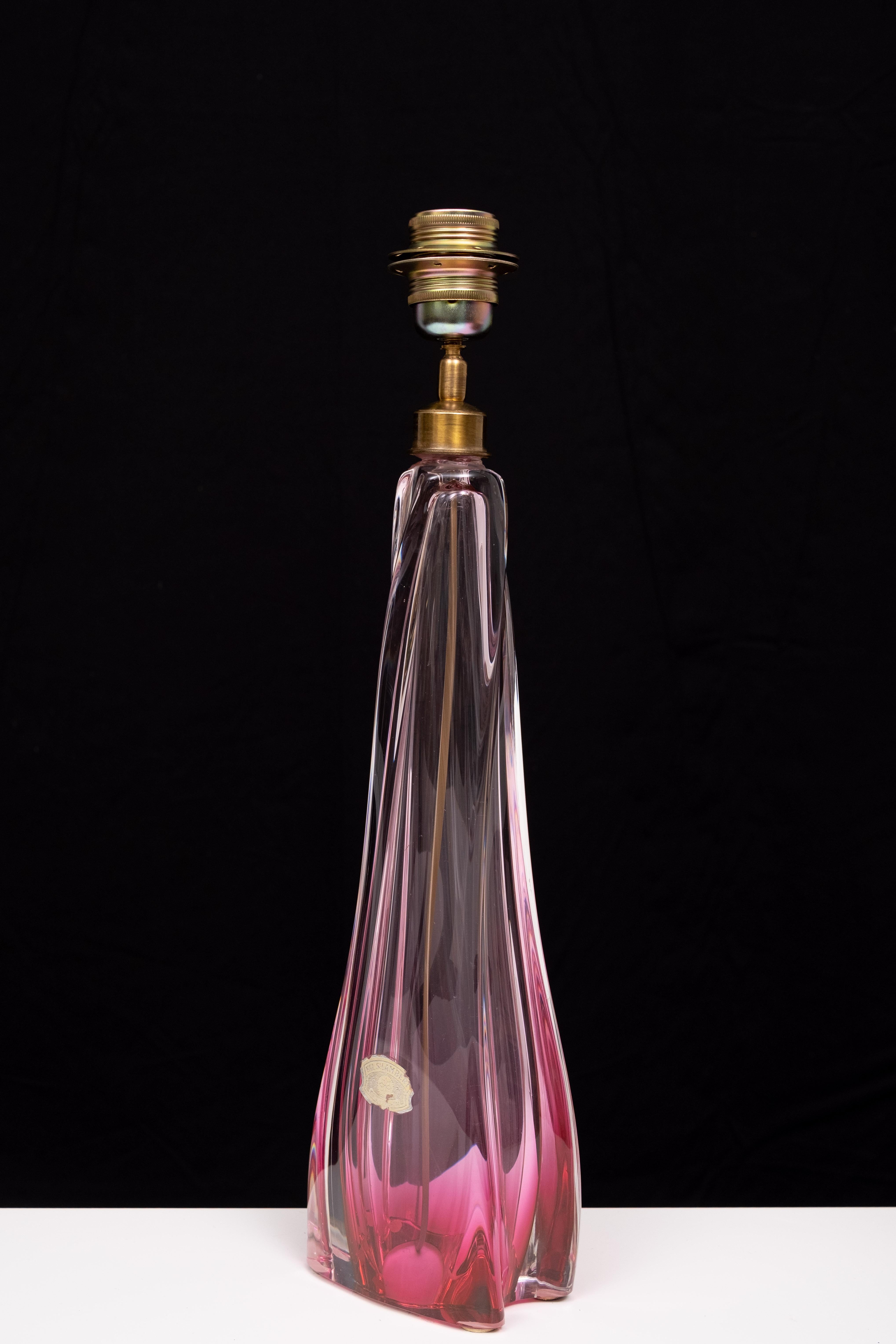 Val saint Lambert Crystal Glass Table lamp 1960s Belgium For Sale 9