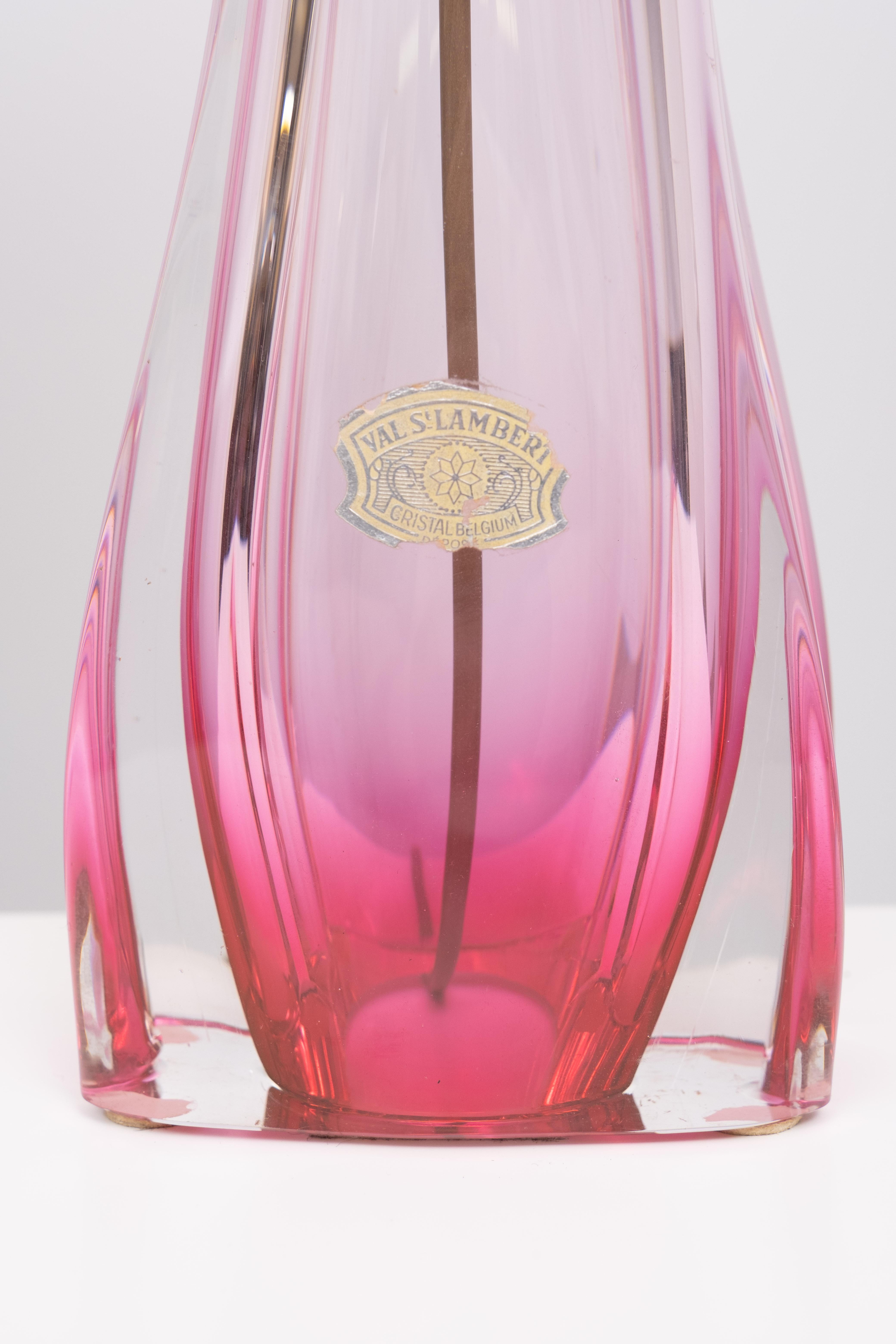 Hand-Crafted Val saint Lambert Crystal Glass Table lamp 1960s Belgium For Sale