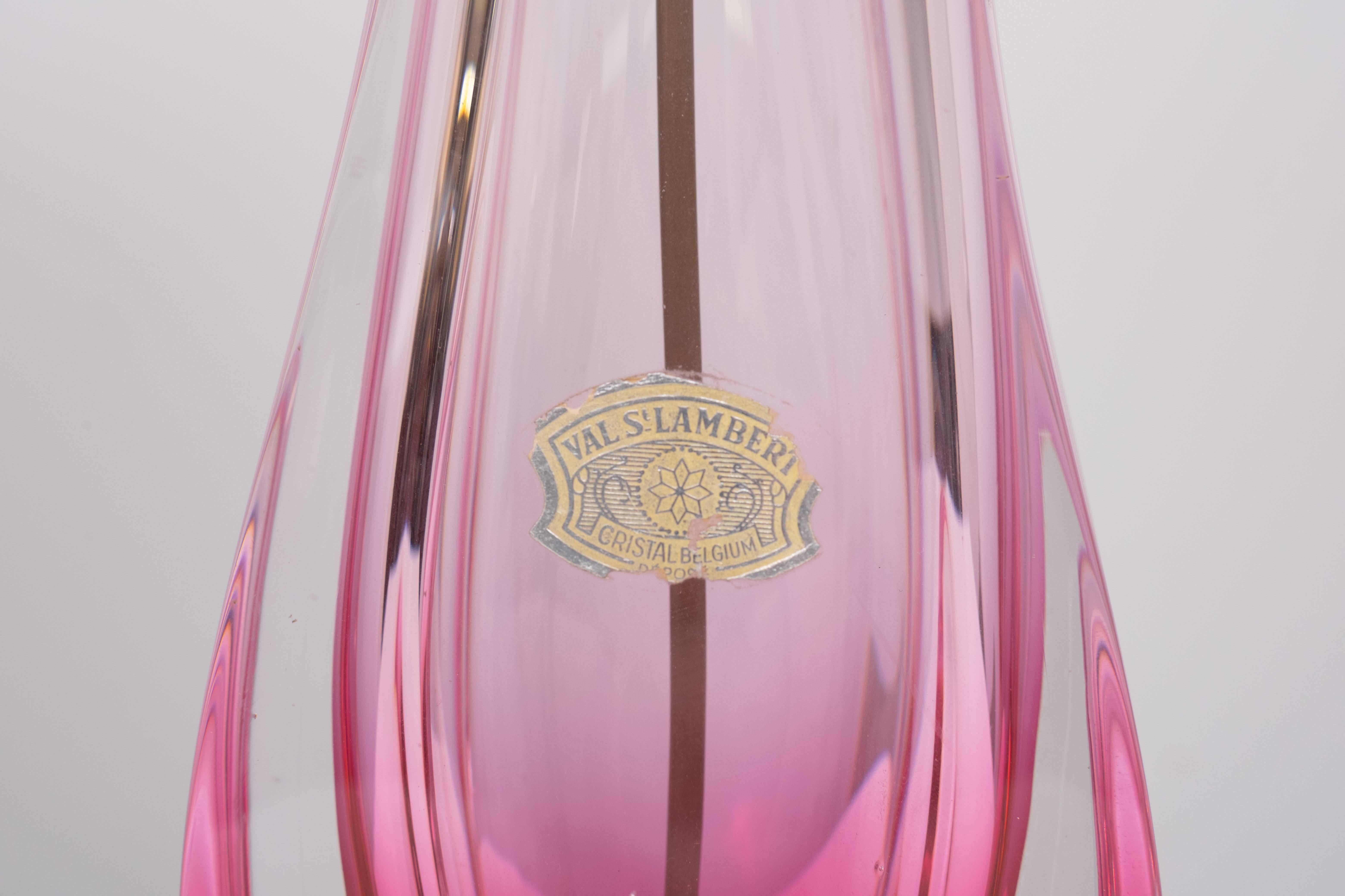 Val saint Lambert Crystal Glass Table lamp 1960s Belgium In Good Condition For Sale In Den Haag, NL