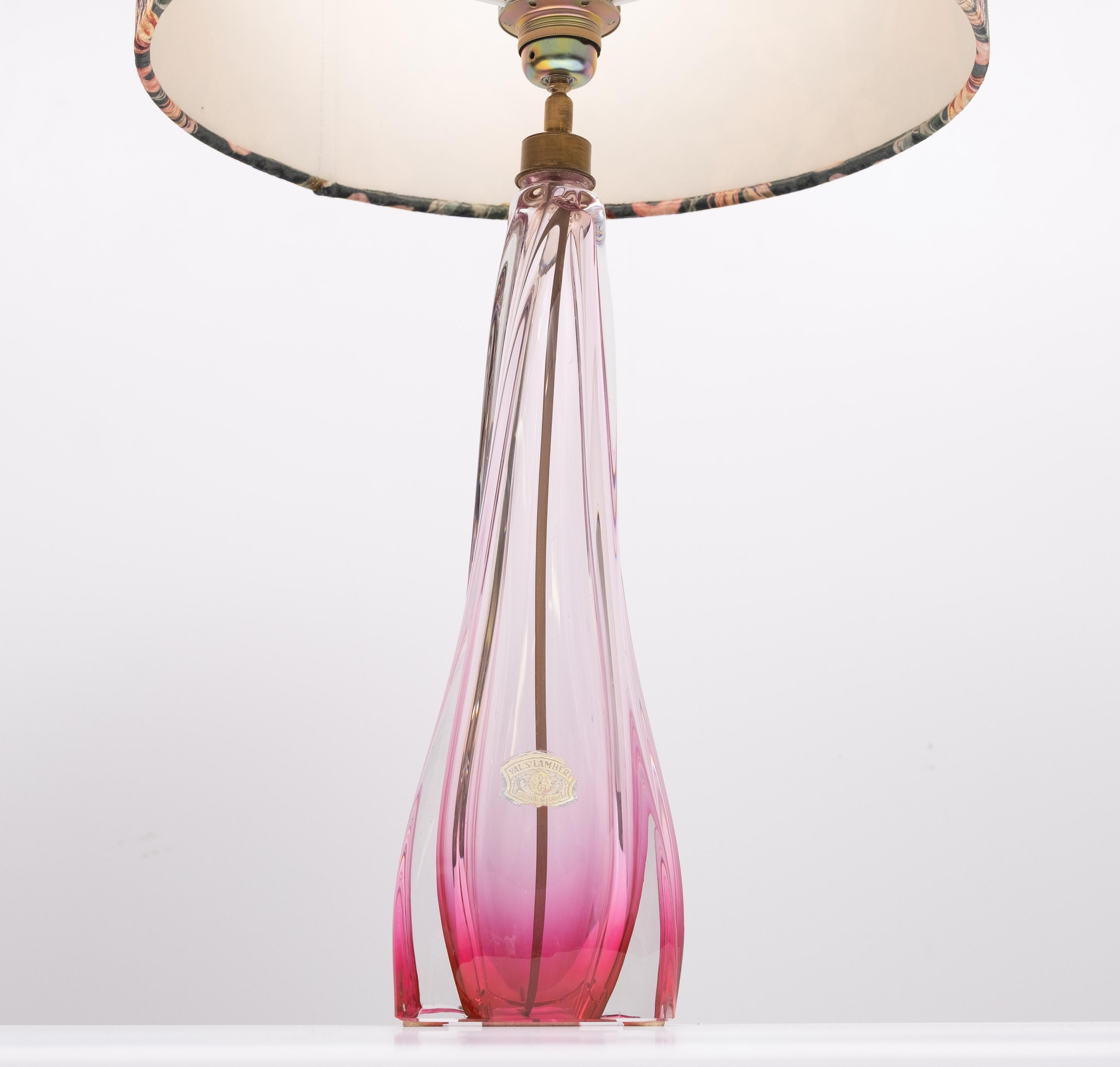Mid-20th Century Val saint Lambert Crystal Glass Table lamp 1960s Belgium For Sale