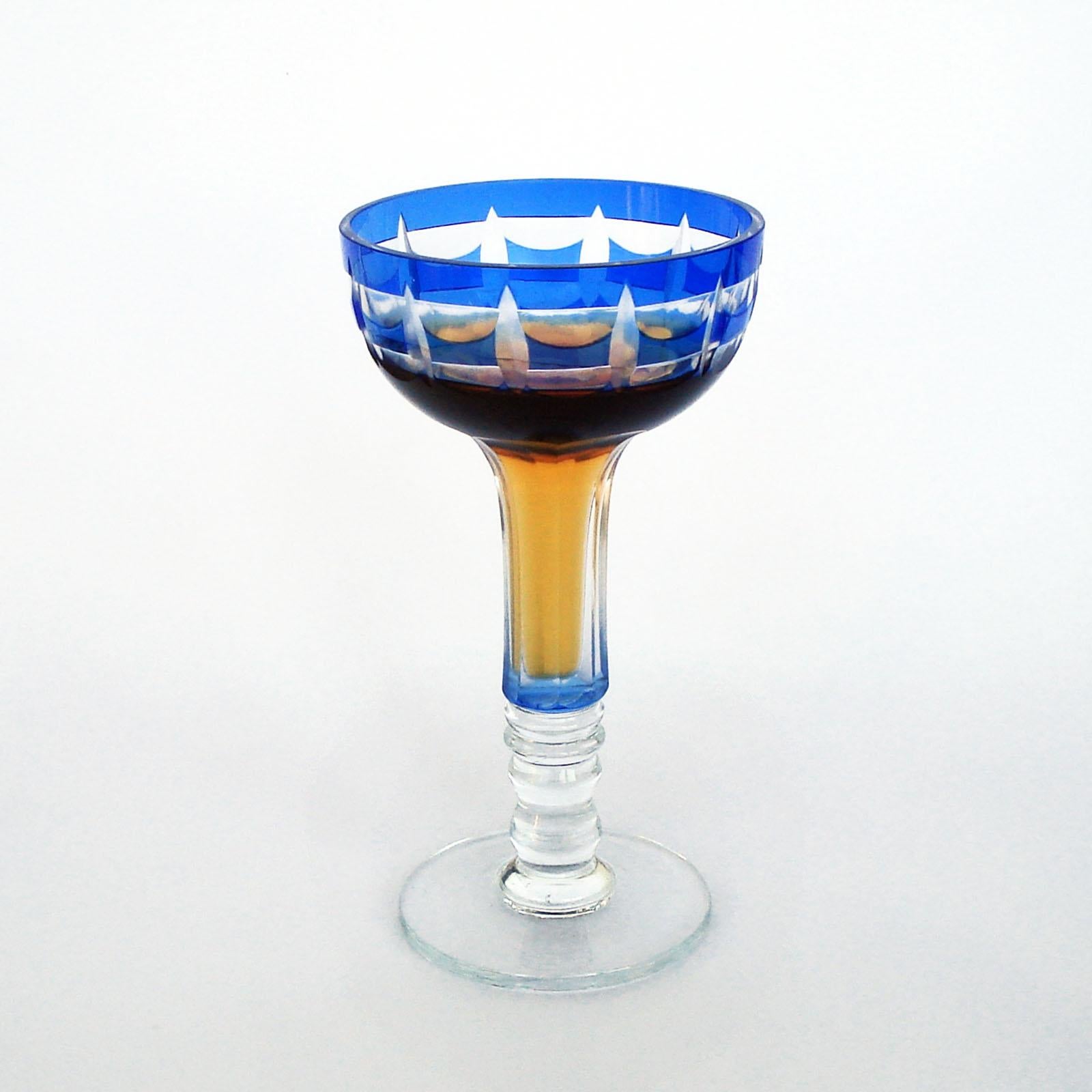 Val Saint Lambert Crystal Goblets Cobalt Blue Overlay Cut to Clear Set of 12 For Sale 4