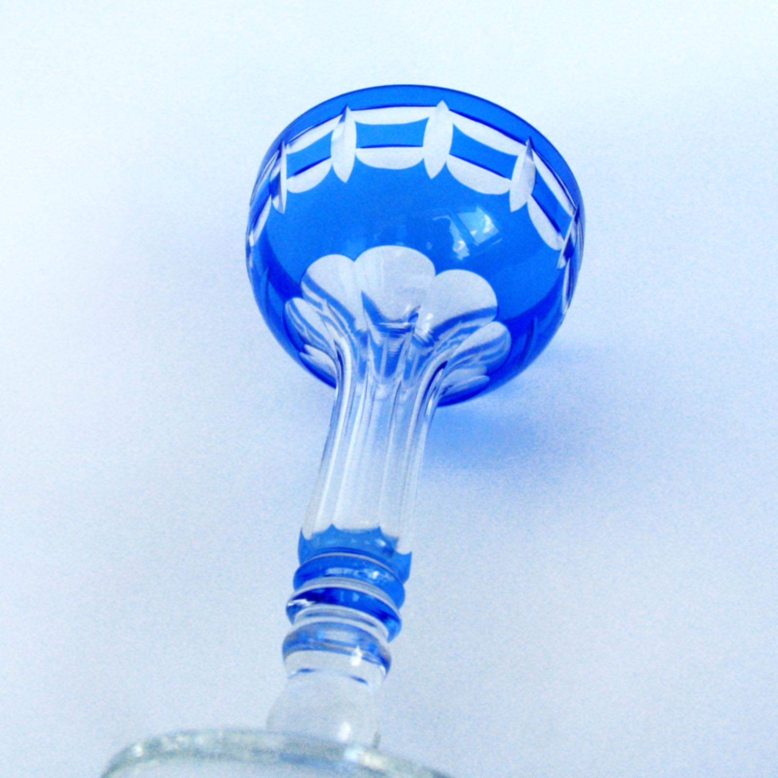 Val Saint Lambert Crystal Goblets Cobalt Blue Overlay Cut to Clear Set of 12 For Sale 8