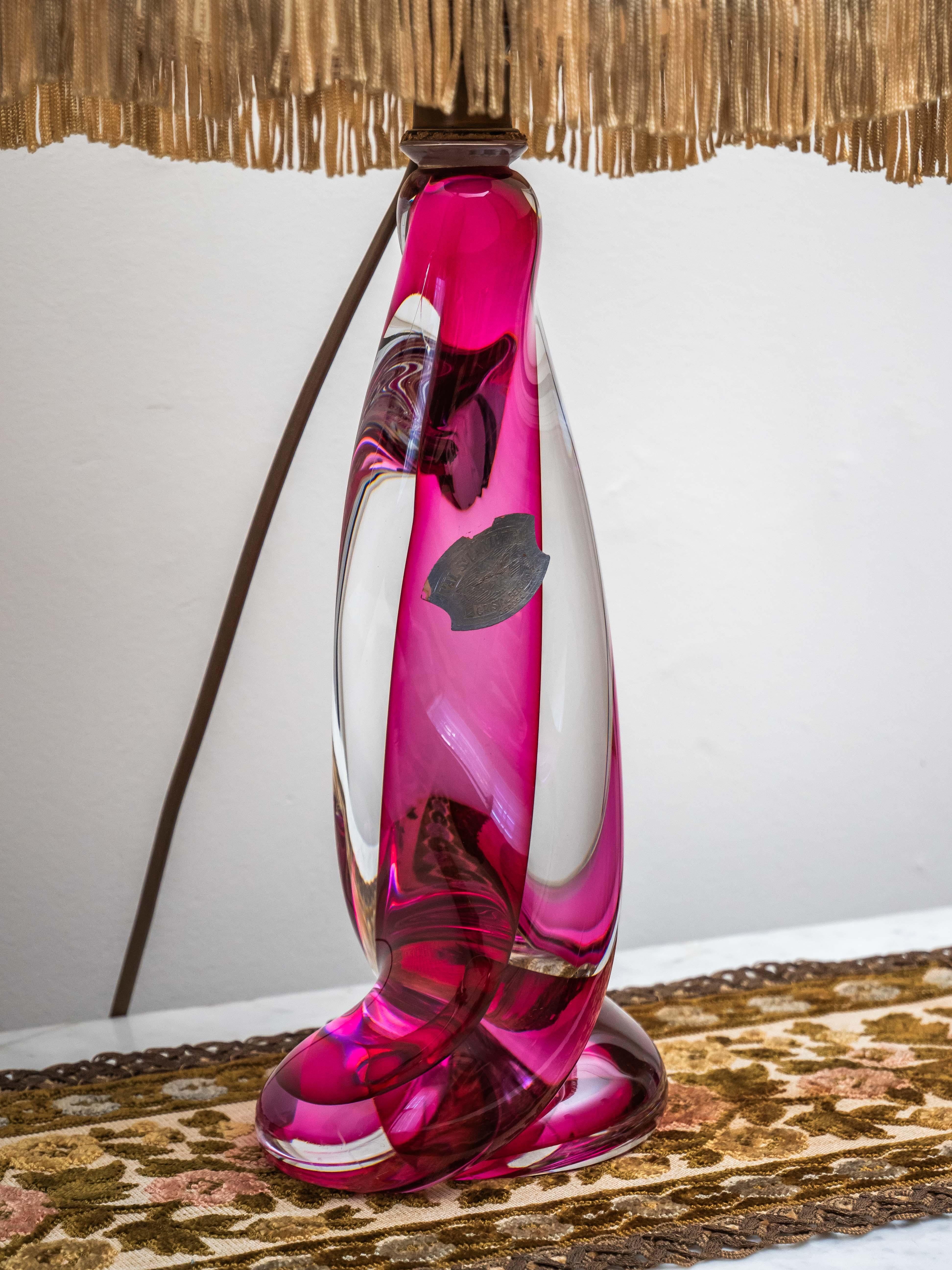 Belgian Val Saint Lambert crystal lamp. Marked For Sale
