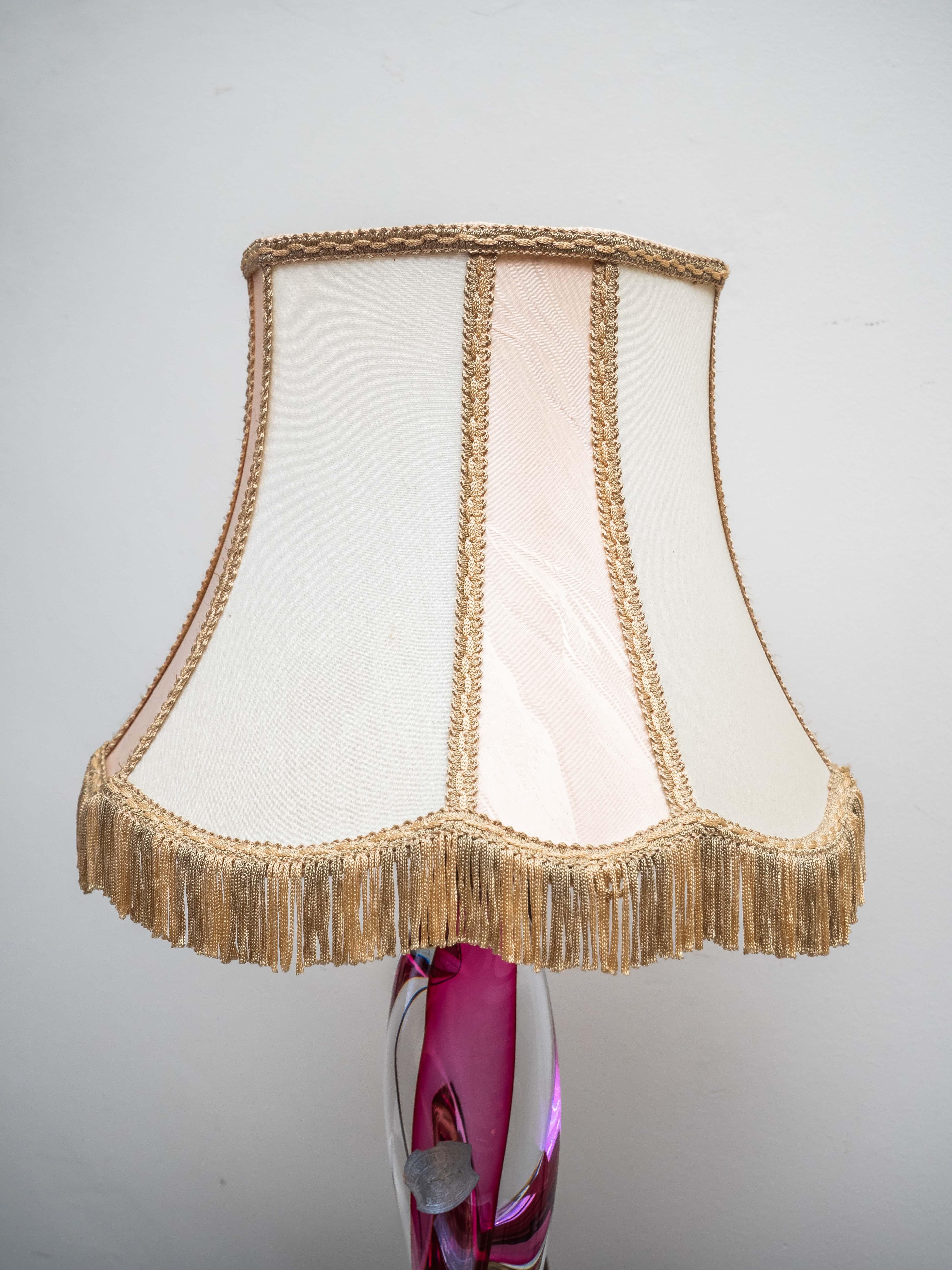 Val Saint Lambert crystal lamp. Marked In Good Condition For Sale In STRAČOV, CZ