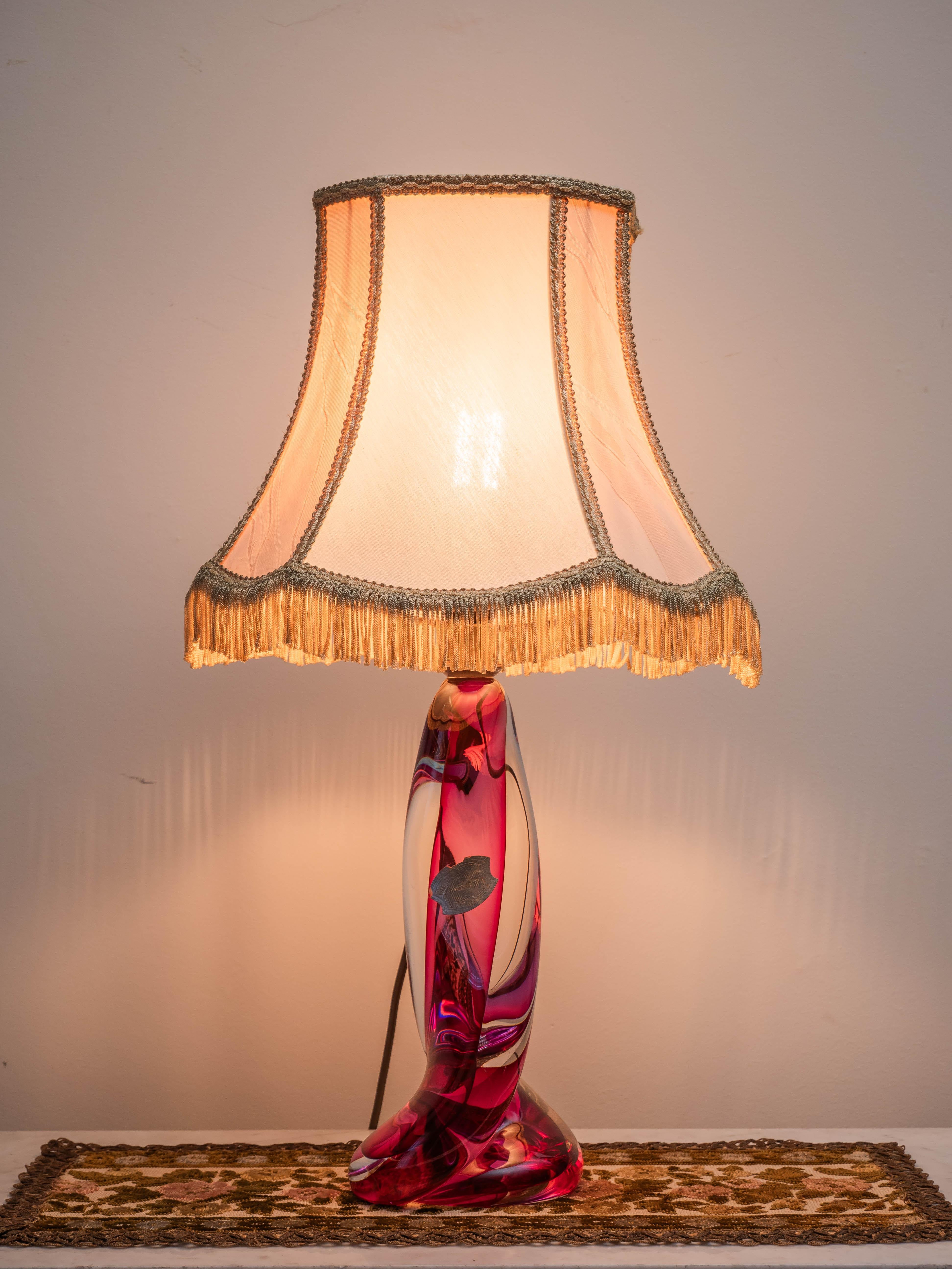20th Century Val Saint Lambert crystal lamp. Marked For Sale