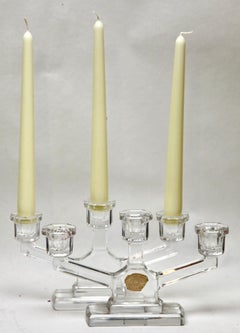 Paire de chandeliers en cristal du Val Saint Lambert, années 1930, Belgique