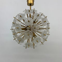 Val Saint Lambert Crystal Sputnik Gold Chandelier, 1960s