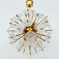 Val Saint Lambert crystal sputnik gold chandelier , 1960’s