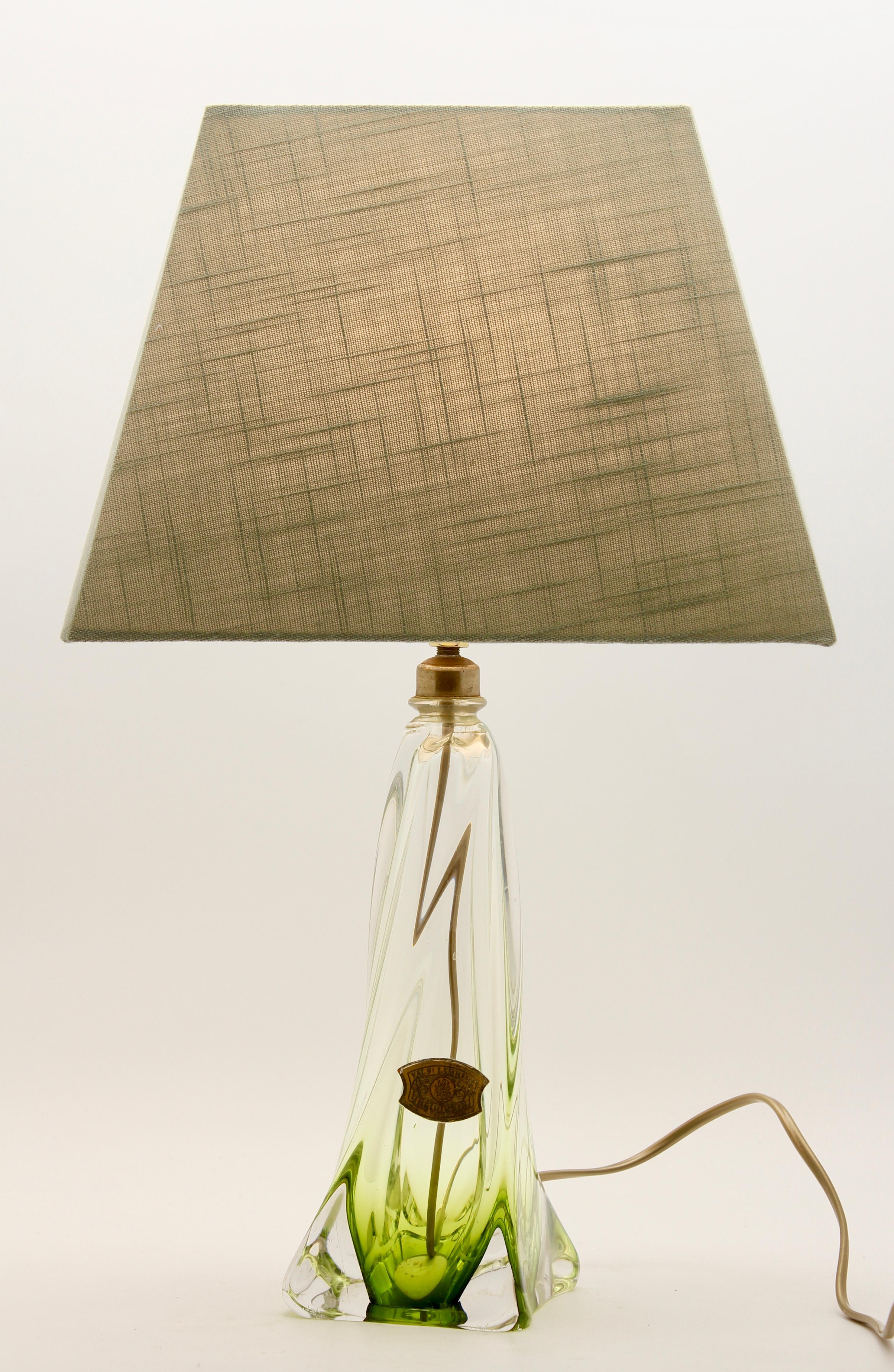 Mid-Century Modern Lampe de bureau en cristal Val Saint Lambert, excellent état, 1953 en vente