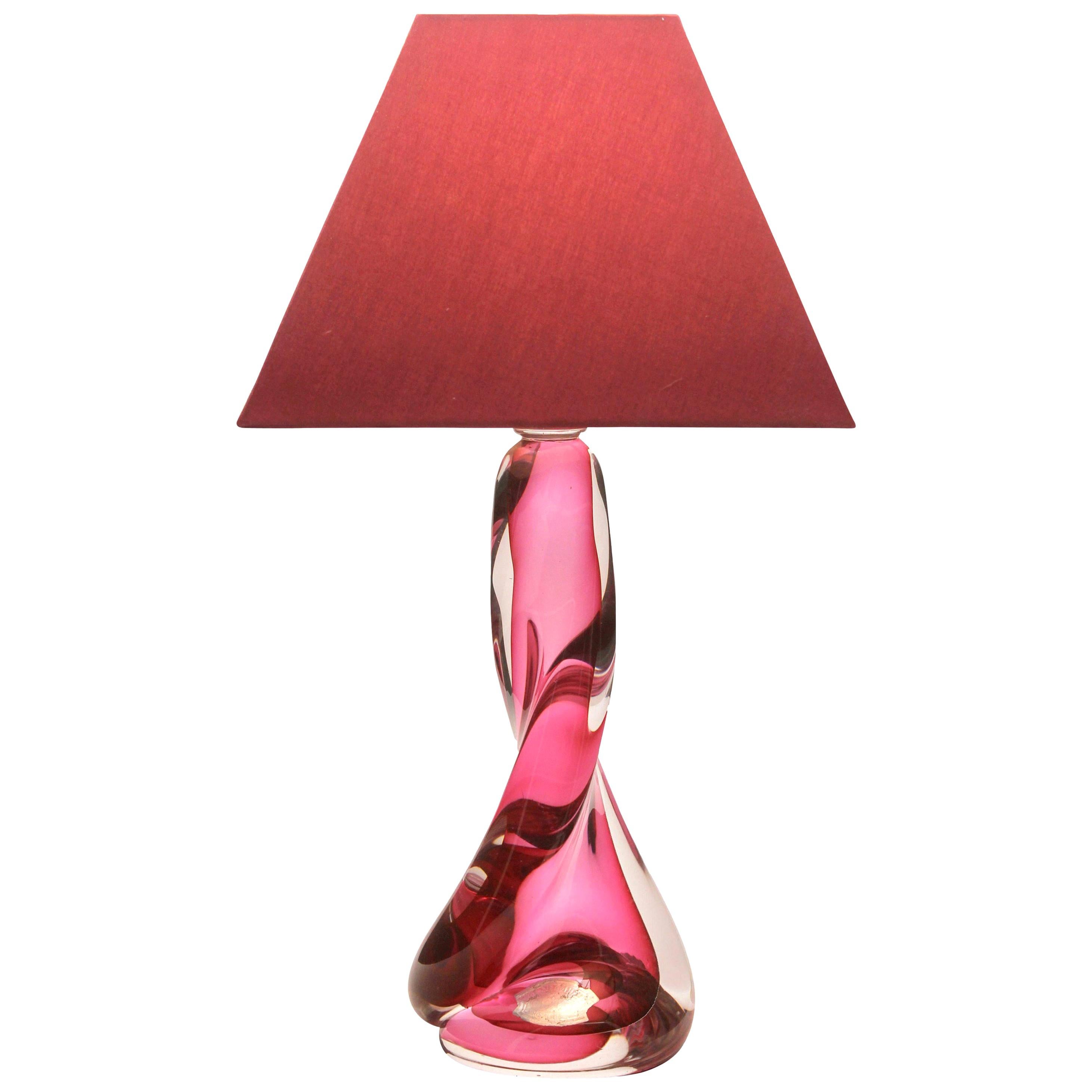 Val Saint Lambert Crystal Table Lamp, Excellent Condition with Factory Label
