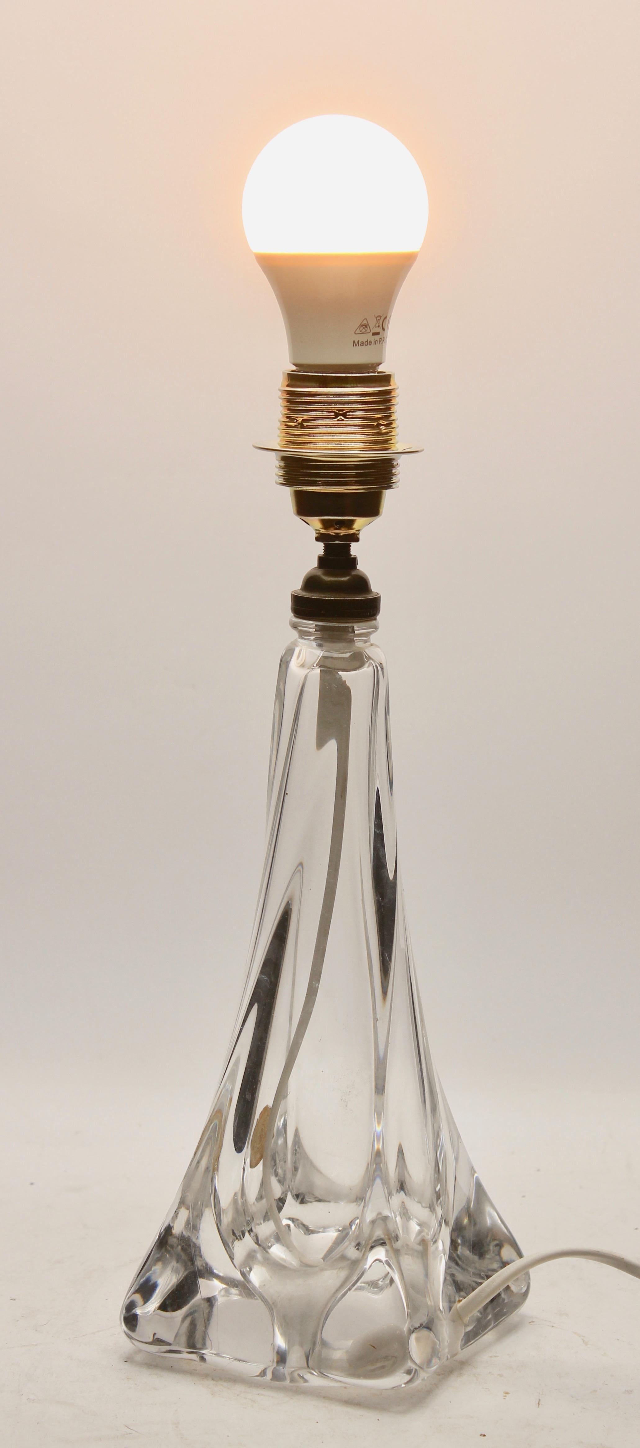 Belgian Val Saint Lambert Crystal Table Lamp Whit Label Excellent Condition For Sale