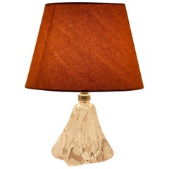 Val Saint Lambert Crystal Table Lamp, with Label, Excellent Condition