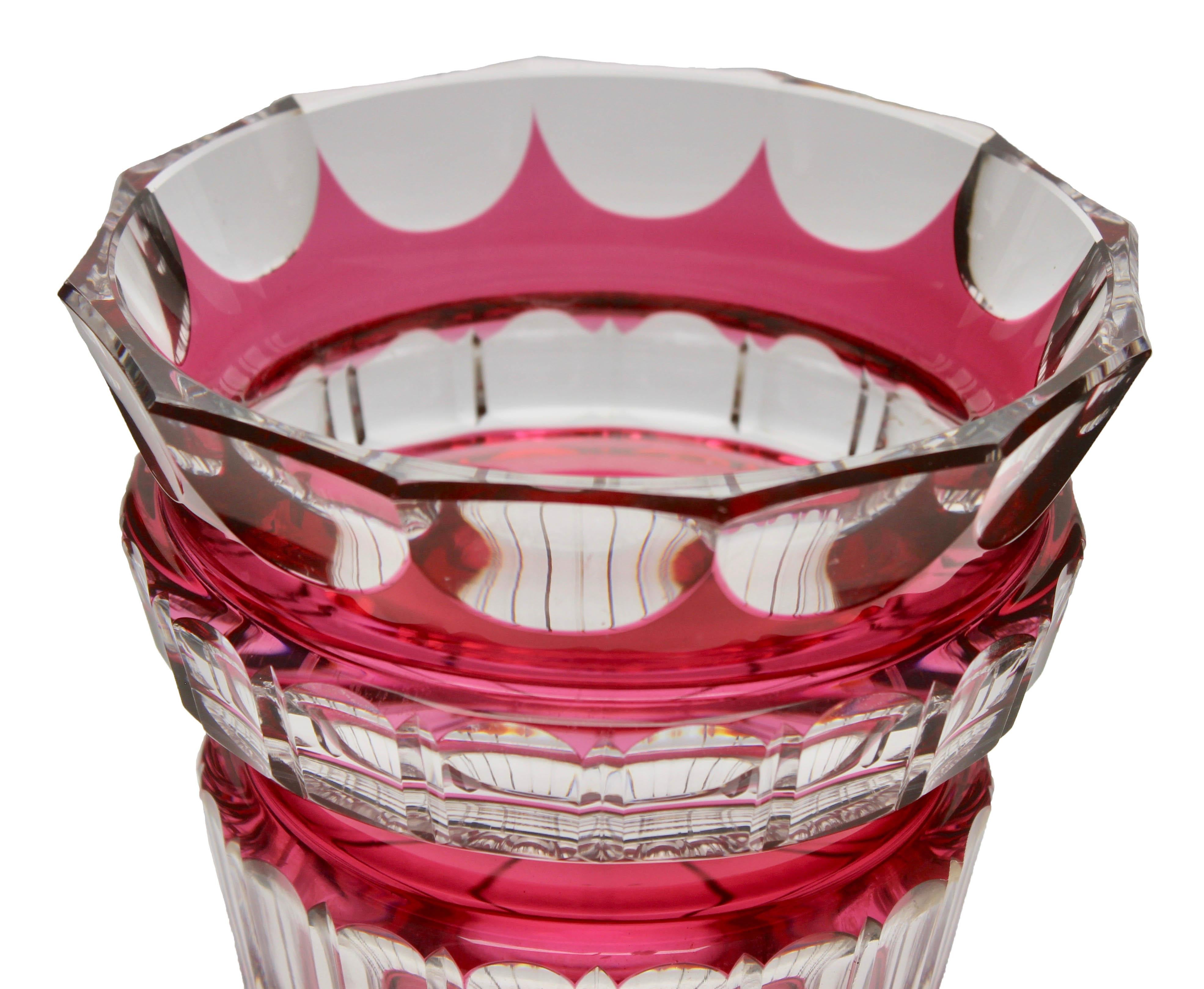 Art Deco Val Saint Lambert Crystal Vase 'Bolero' Charles Graffart Cut to Clear Signed For Sale
