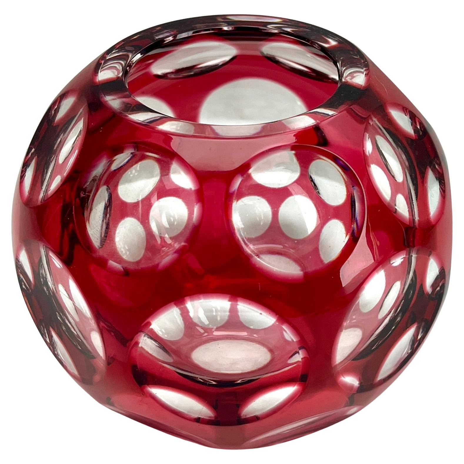 Faceted Val Saint Lambert Crystal Vase Charles Graffart Cut-to-Clear, 1950s For Sale