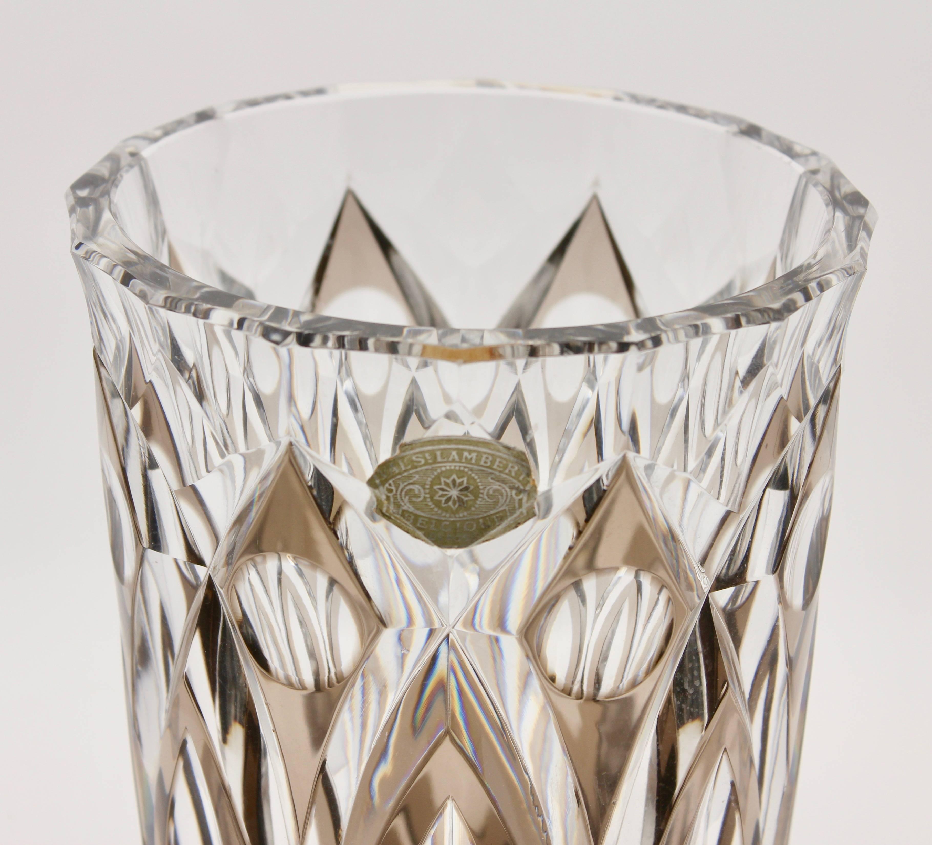 Belgian Val Saint Lambert Crystal Vase Charles Graffart Cut-to-Clear