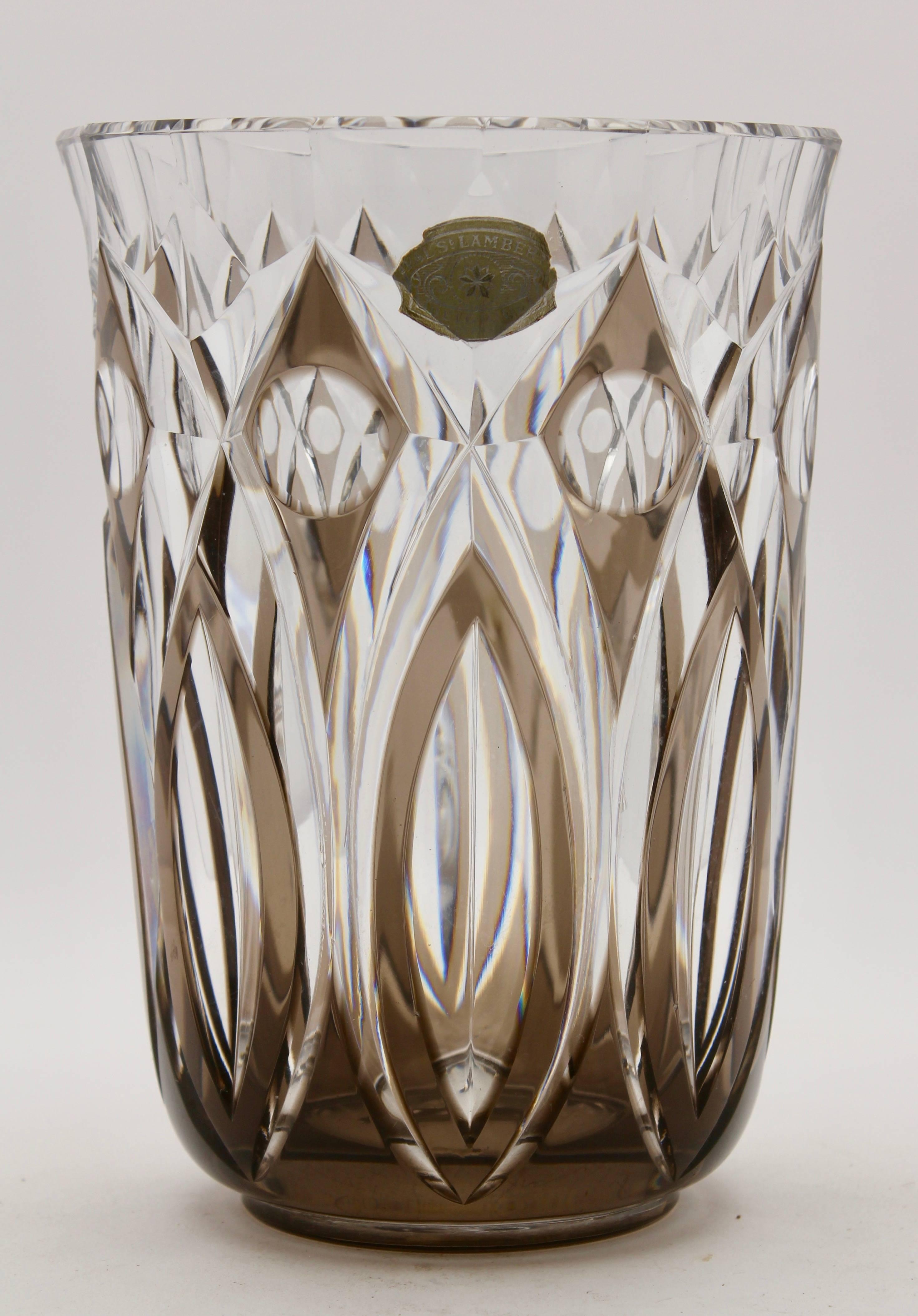 Faceted Val Saint Lambert Crystal Vase Charles Graffart Cut-to-Clear