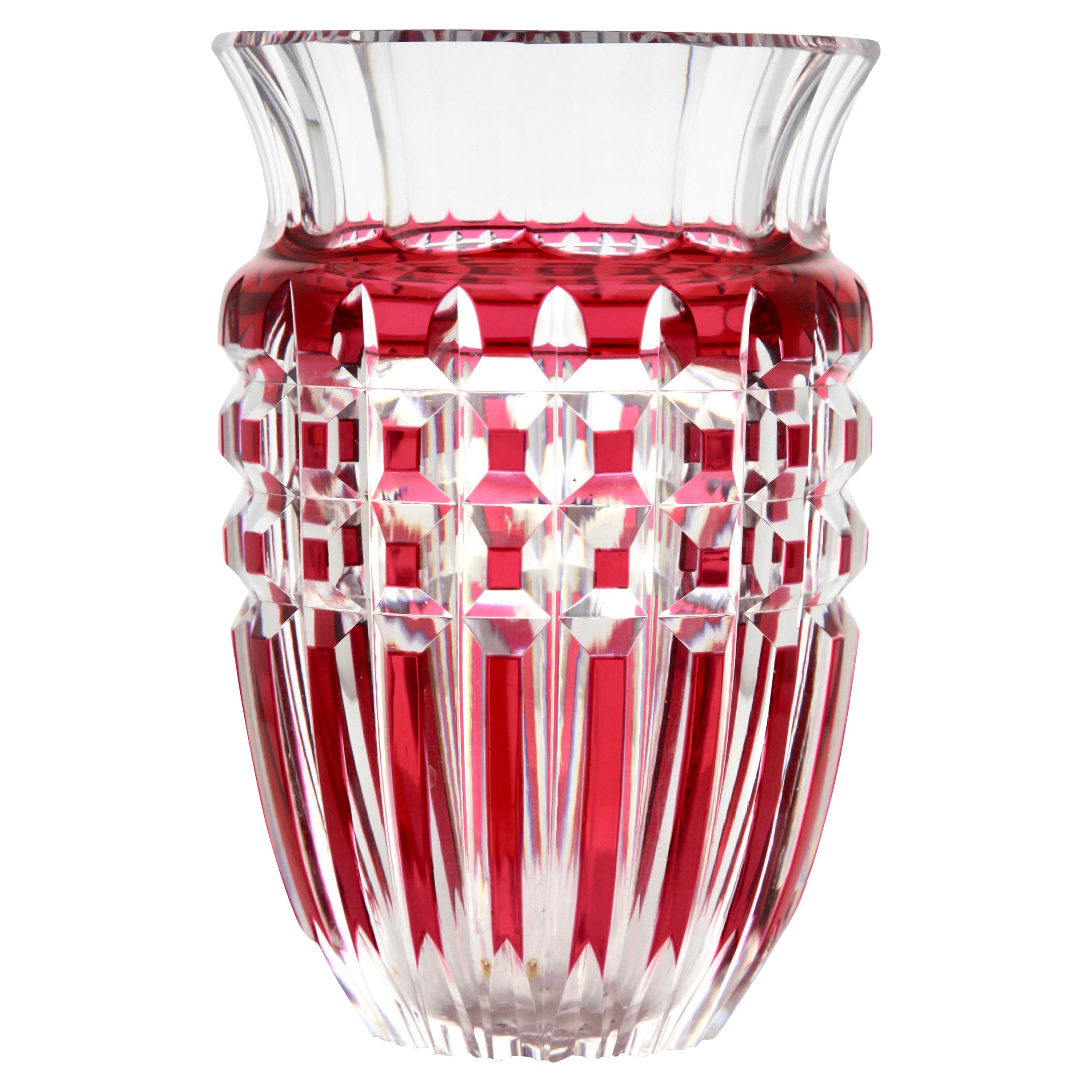 Val Saint Lambert Crystal Vase Charles Graffart Cut To Clear For