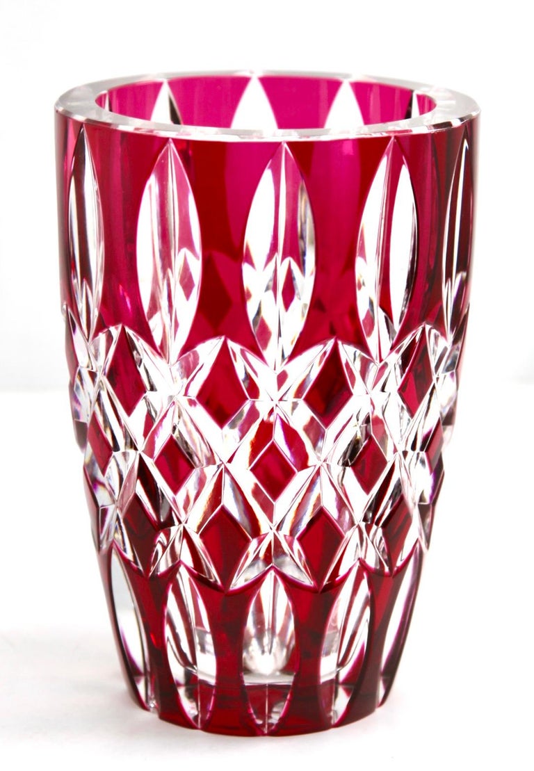 Val Saint Lambert Crystal Vase Charles Graffart Cut to Clear Signed For  Sale at 1stDibs