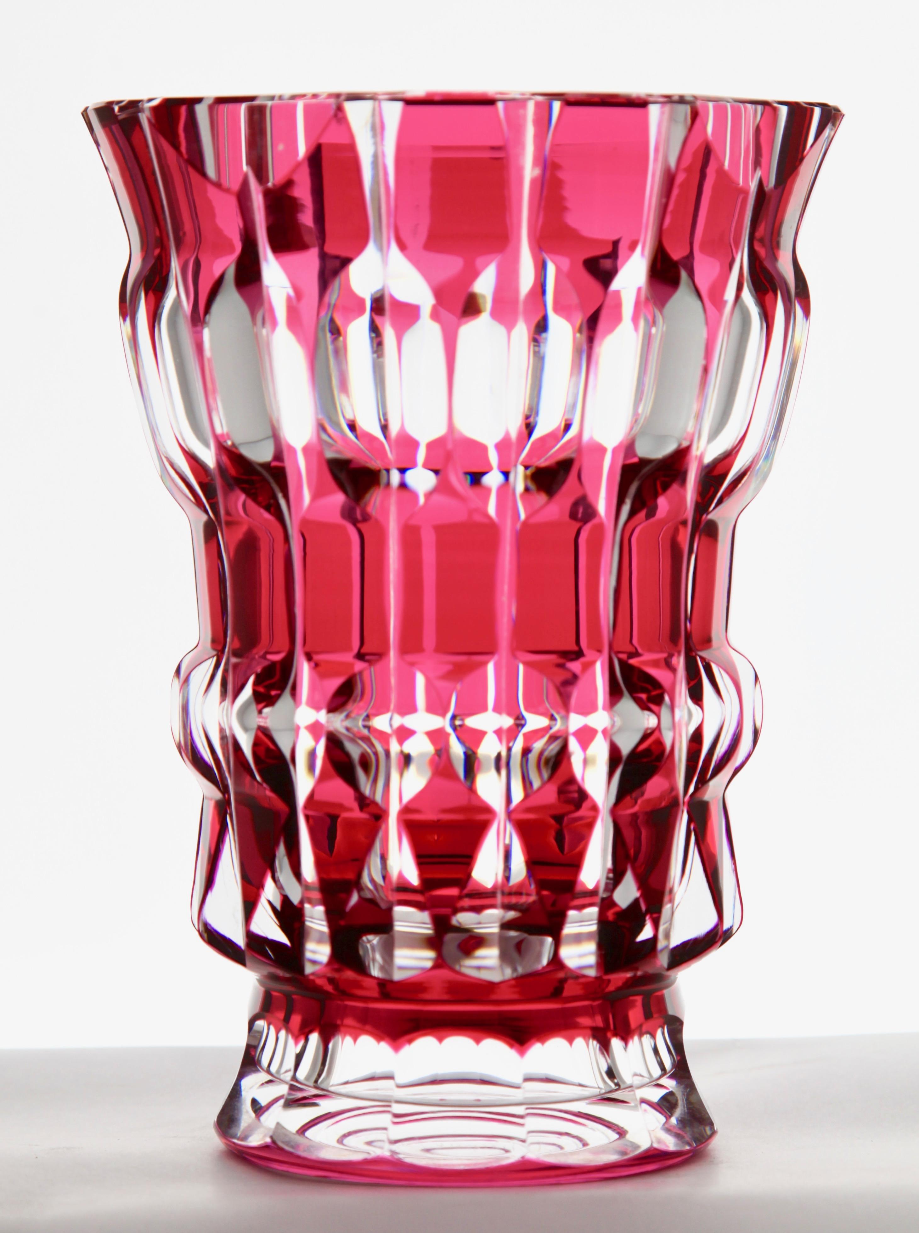 Val Saint Lambert Jarrón de cristal tallado Charles Graffart Firmado Belga en venta