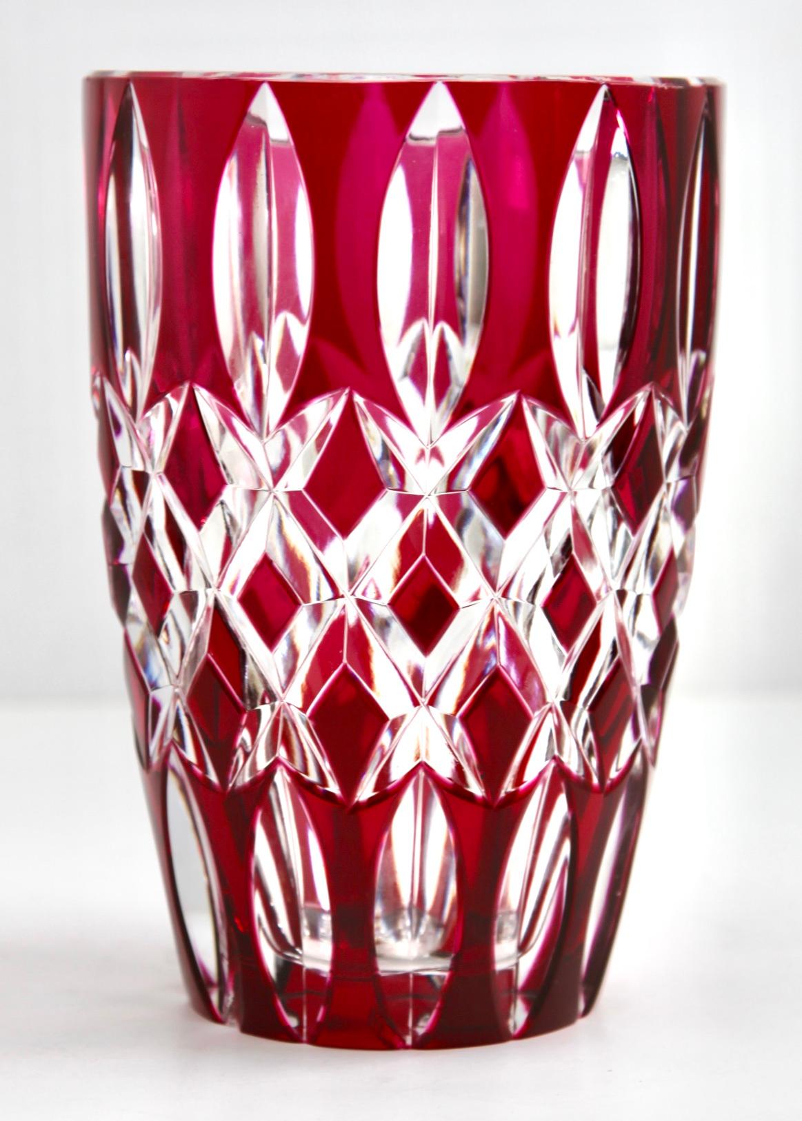 Art Deco Val Saint Lambert Crystal Vase Charles Graffart Cut to Clear Signed For Sale