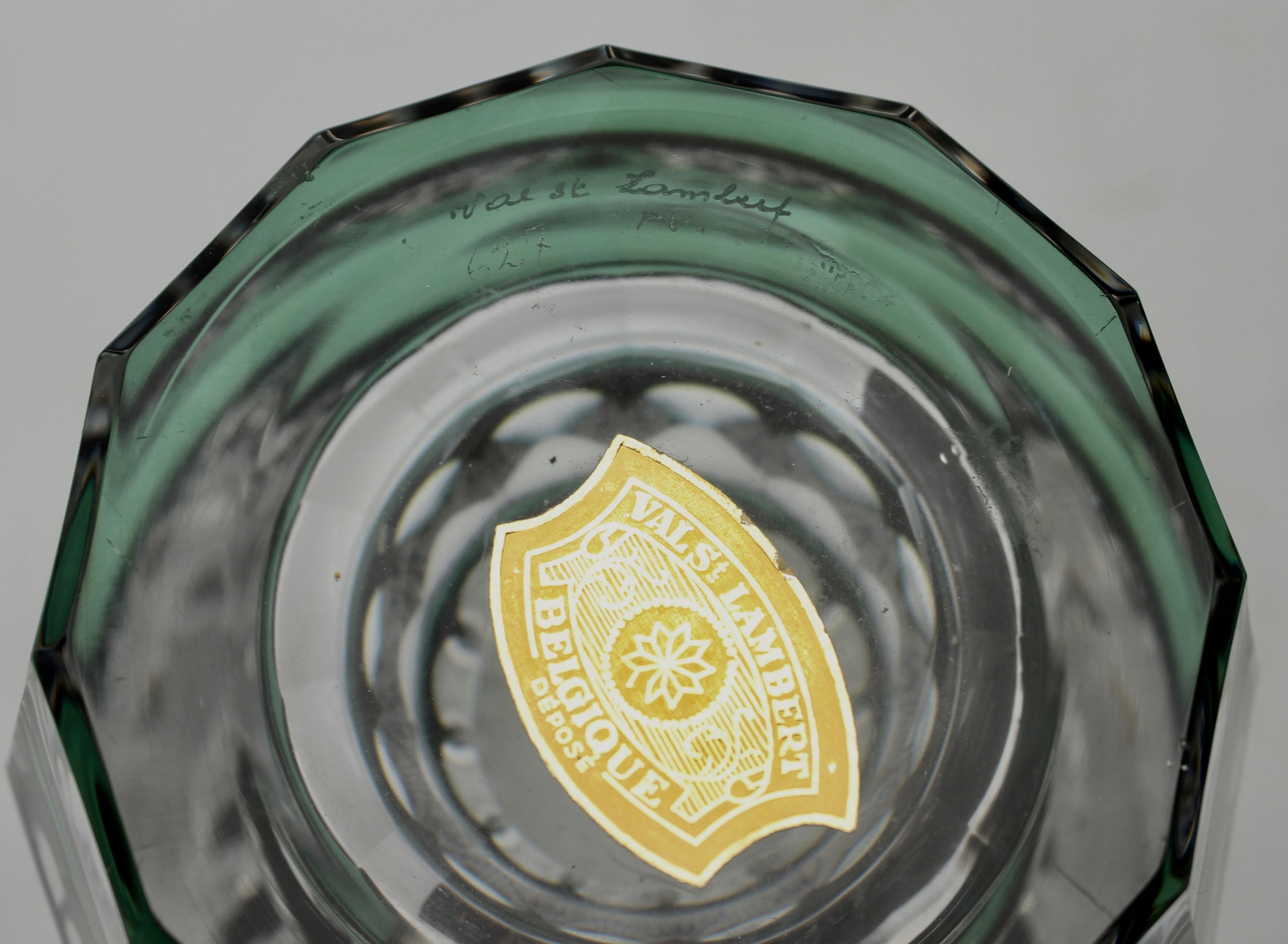 Art Deco Val Saint Lambert Crystal Vase Charles Graffart Cut-to-Clear Signed, PU 'Unica'