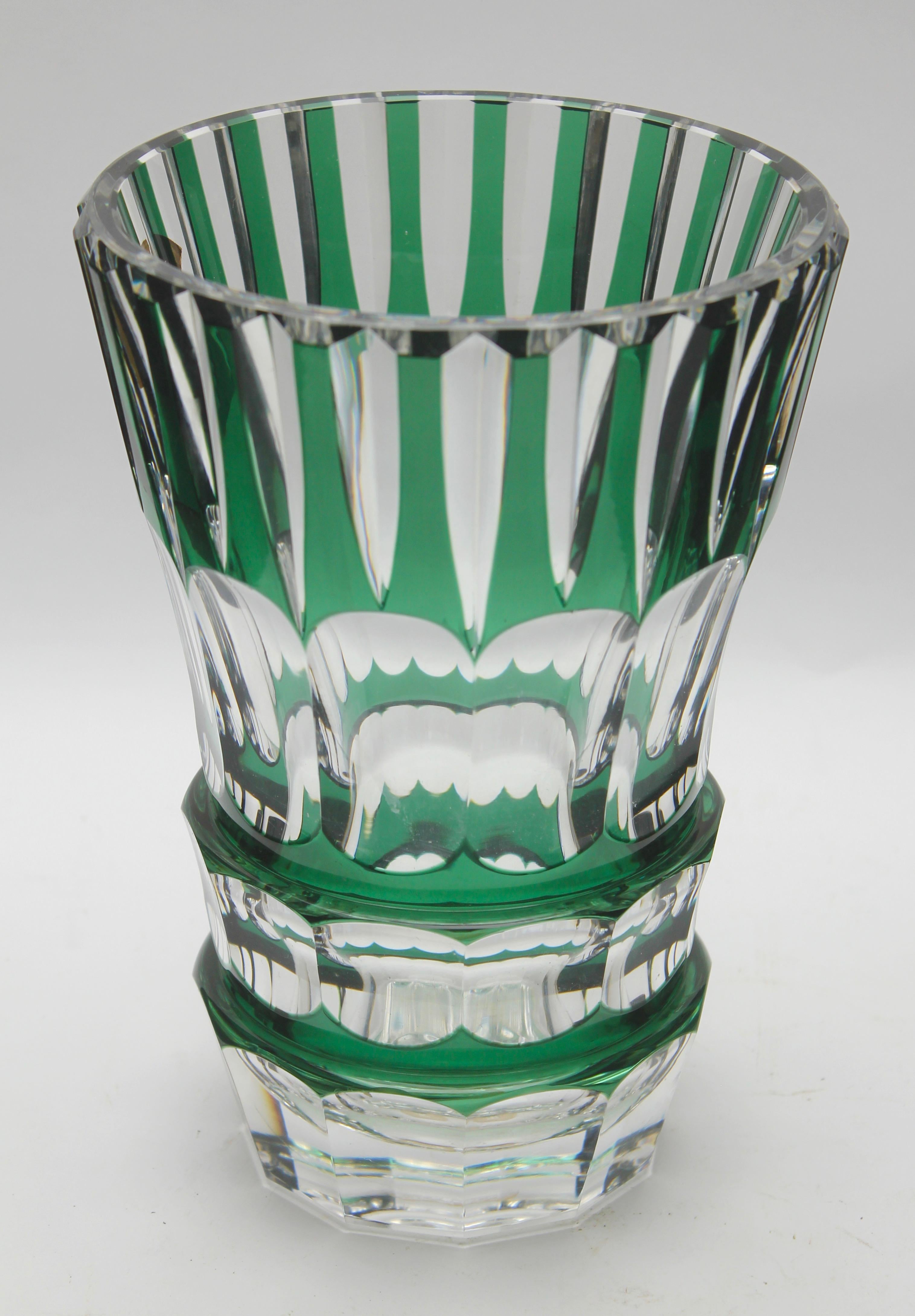 Faceted Val Saint Lambert Crystal Vase Charles Graffart Cut-to-Clear Signed, PU 'Unica'