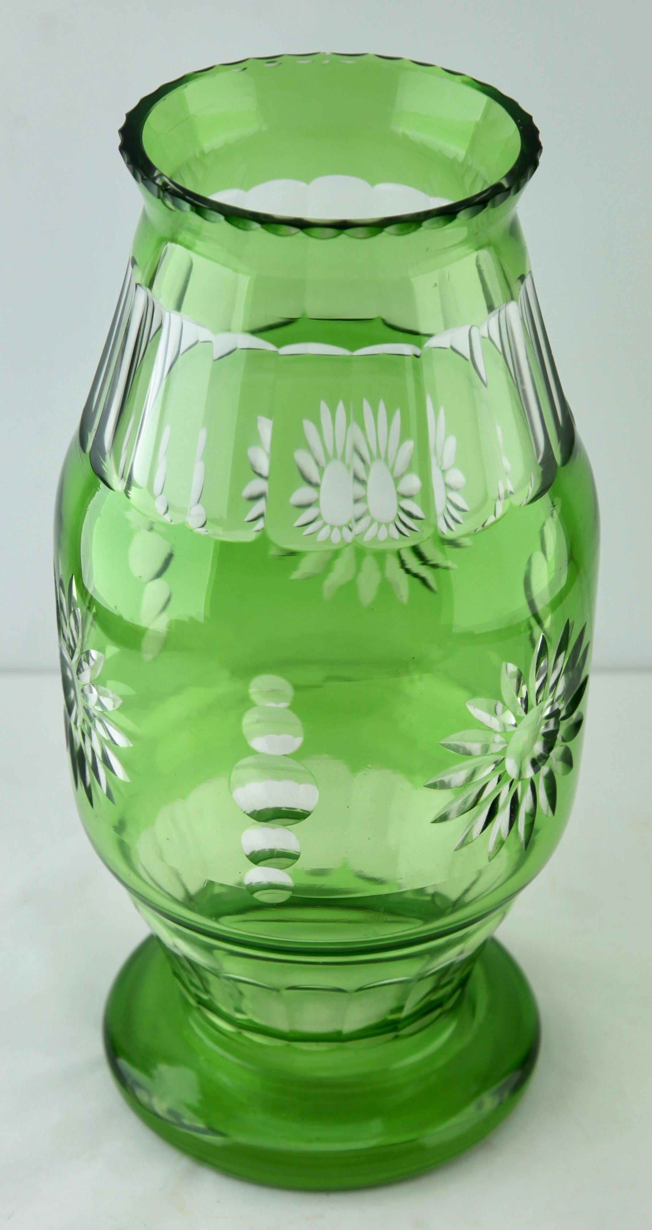 Belgian Val Saint Lambert Crystal Vase Cut to Clear, 1950s For Sale