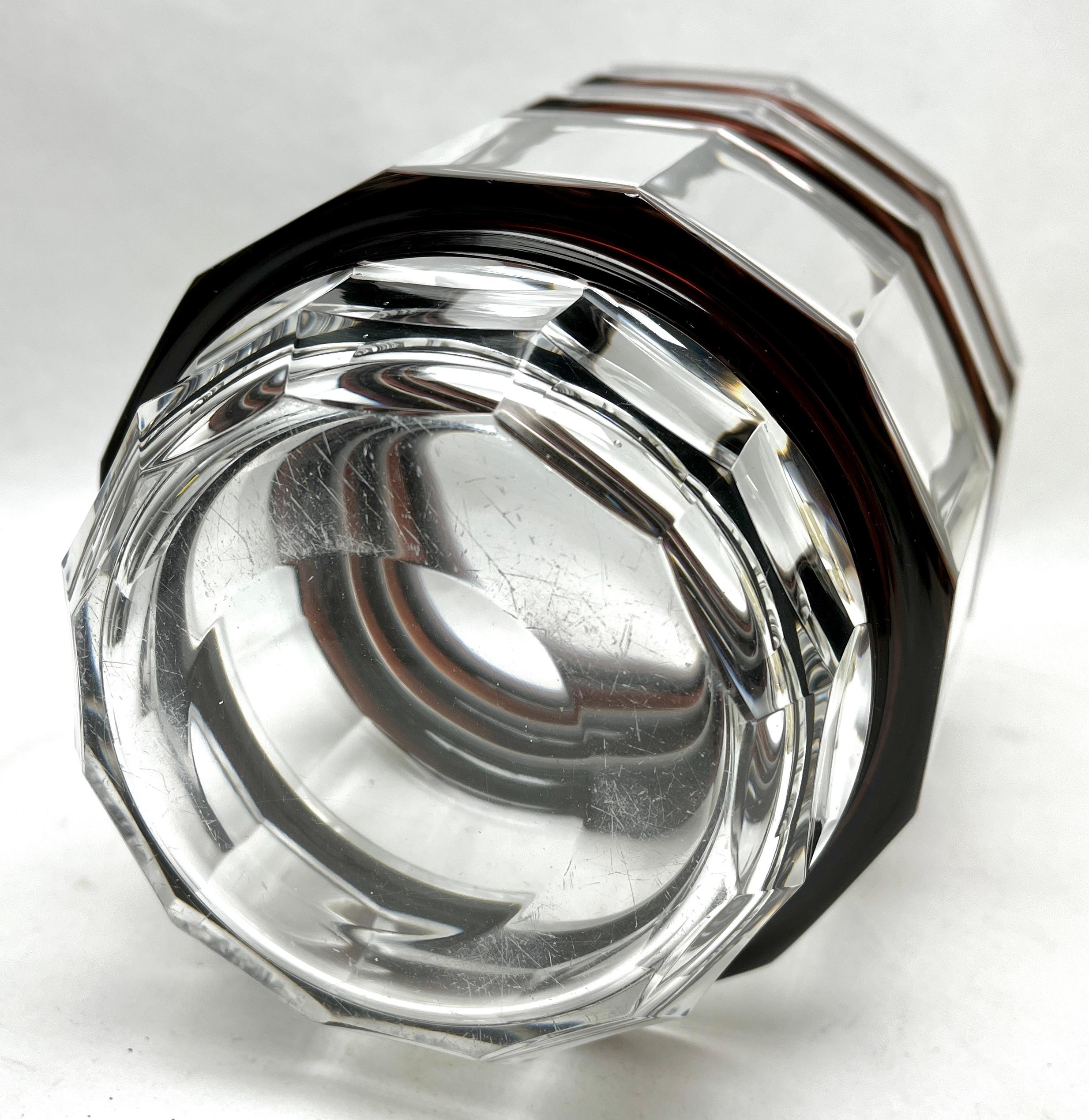 Belgian Val Saint Lambert Crystal Vase Cut to Clear Belgium 1950s For Sale