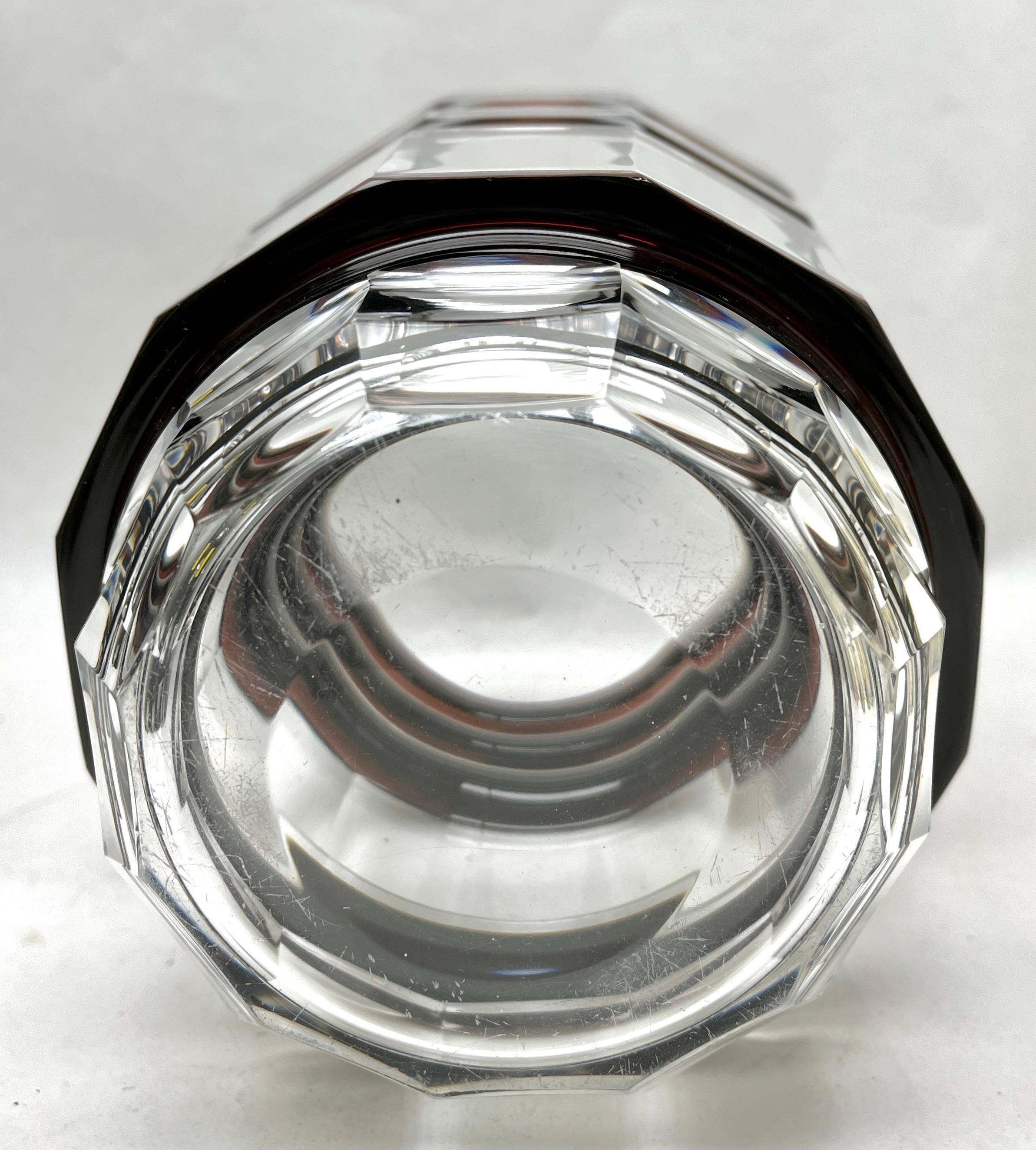 Mid-20th Century Val Saint Lambert Crystal Vase Cut to Clear Belgium 1950s For Sale