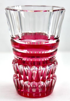 Val Saint Lambert Crystal Vase Cut to Clear, Signed