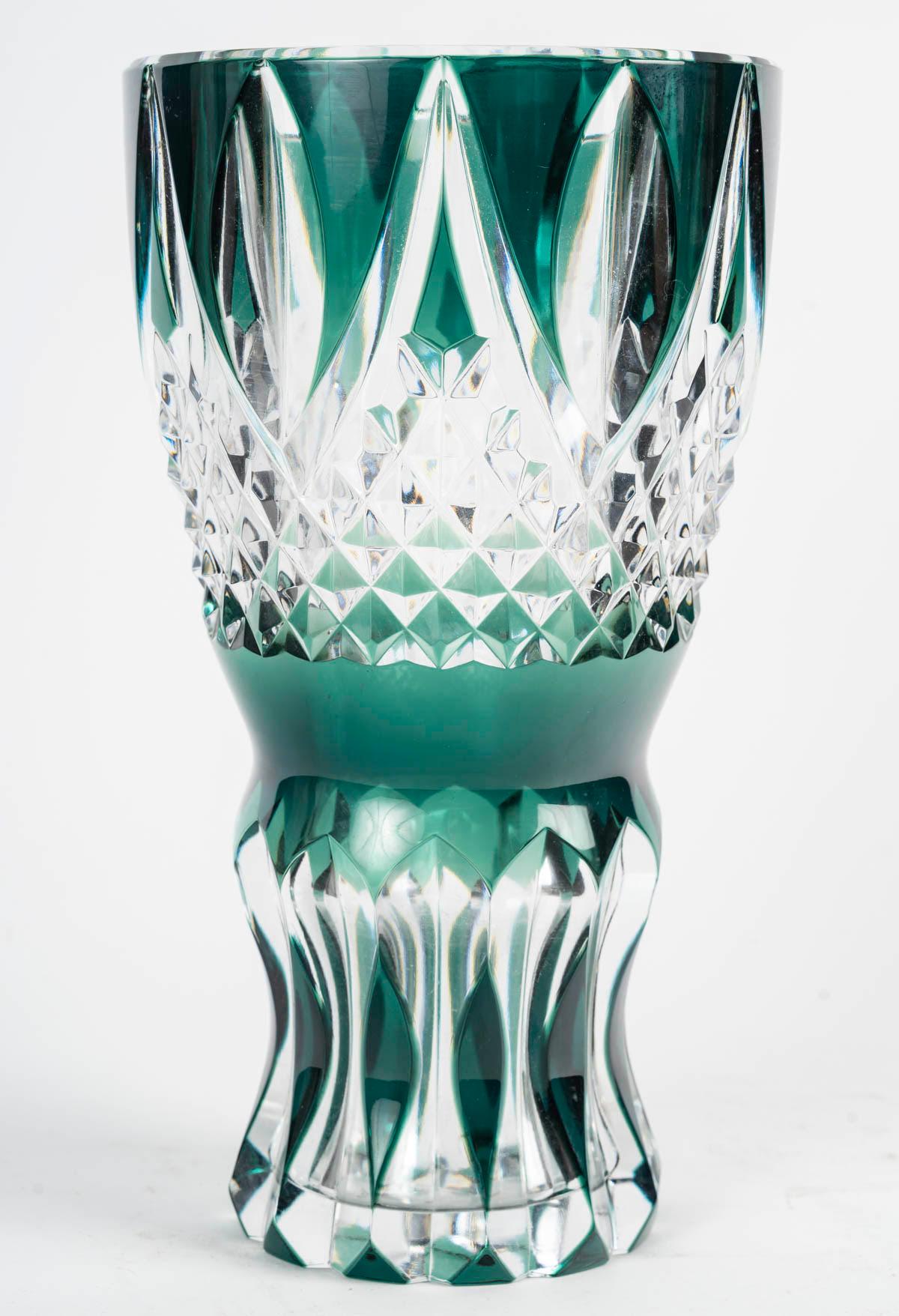 French Val Saint Lambert Crystal Vase, early 20th Century, Napoleon III Style.