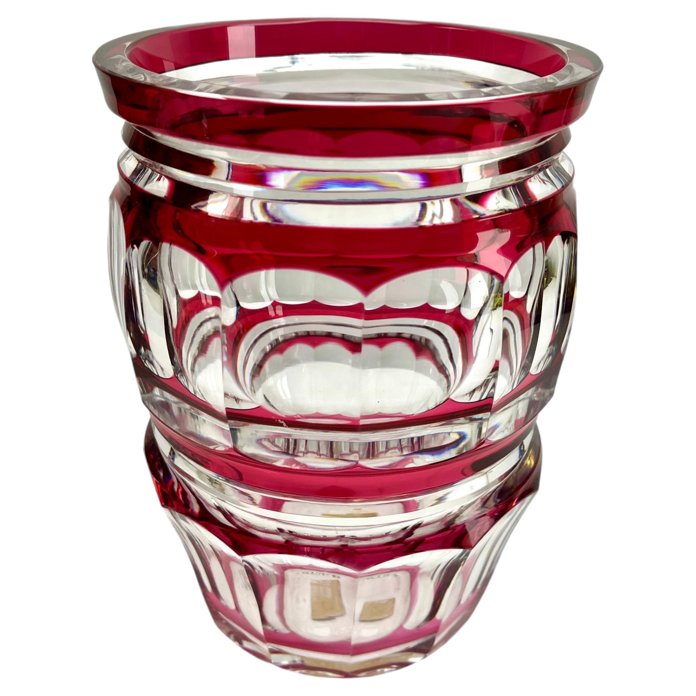 Vaso di cristallo Val Saint Lambert PU 'pezzo unico' Cut to Clear Firmato