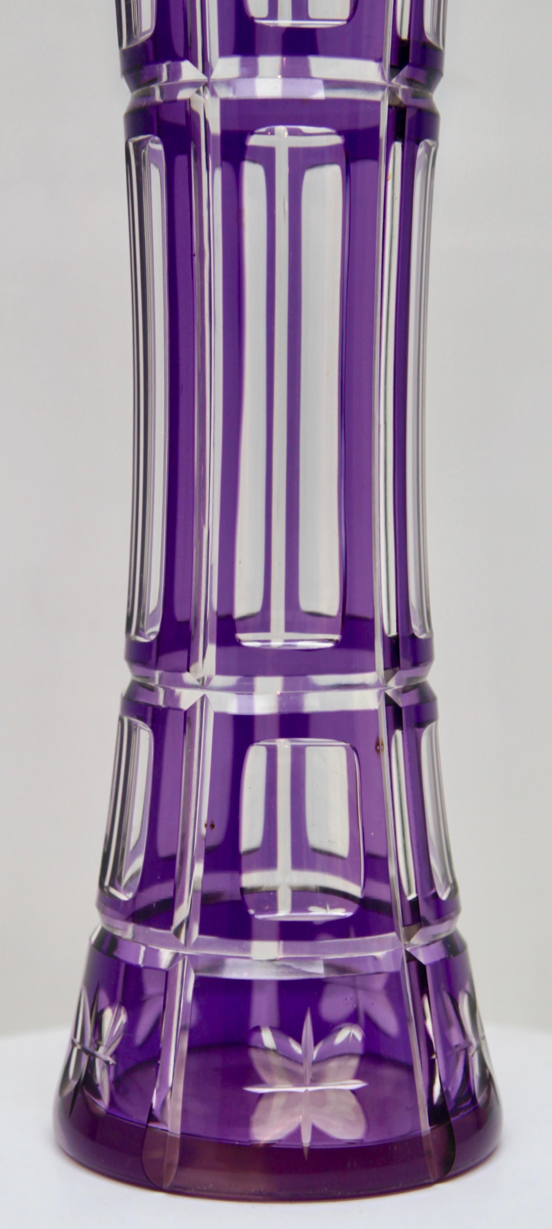 Faceted Bohemian Crystal Vase Soliflore Cut to Clear, 1950s