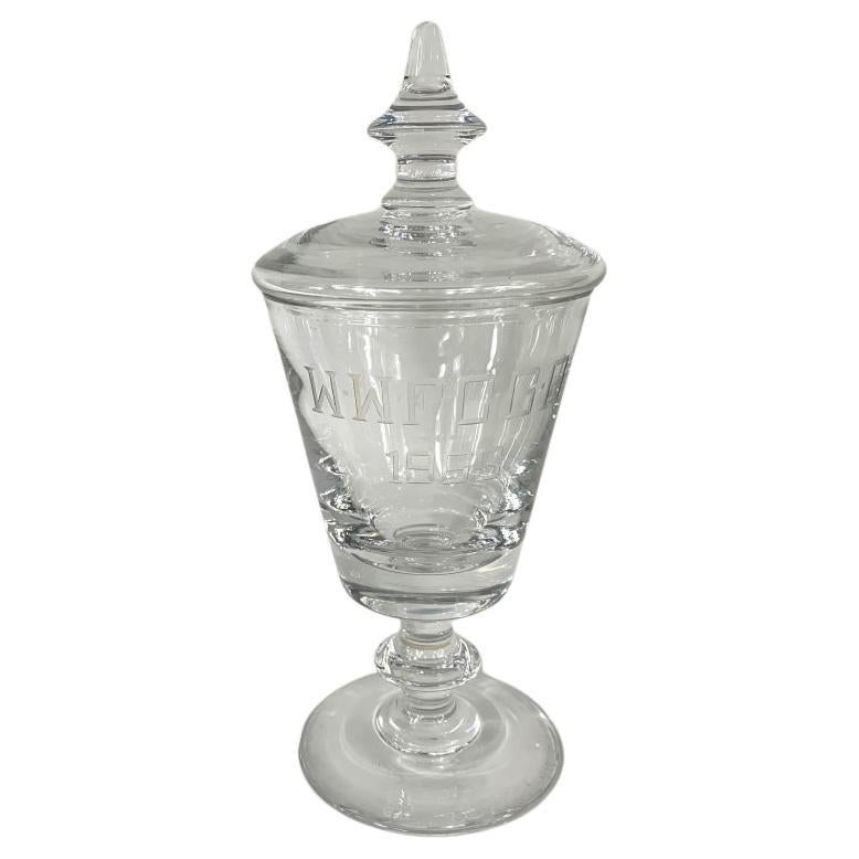 Val Saint Lambert Kristall W.W.F.C.G.A. Kompott-Trophäe mit Deckel