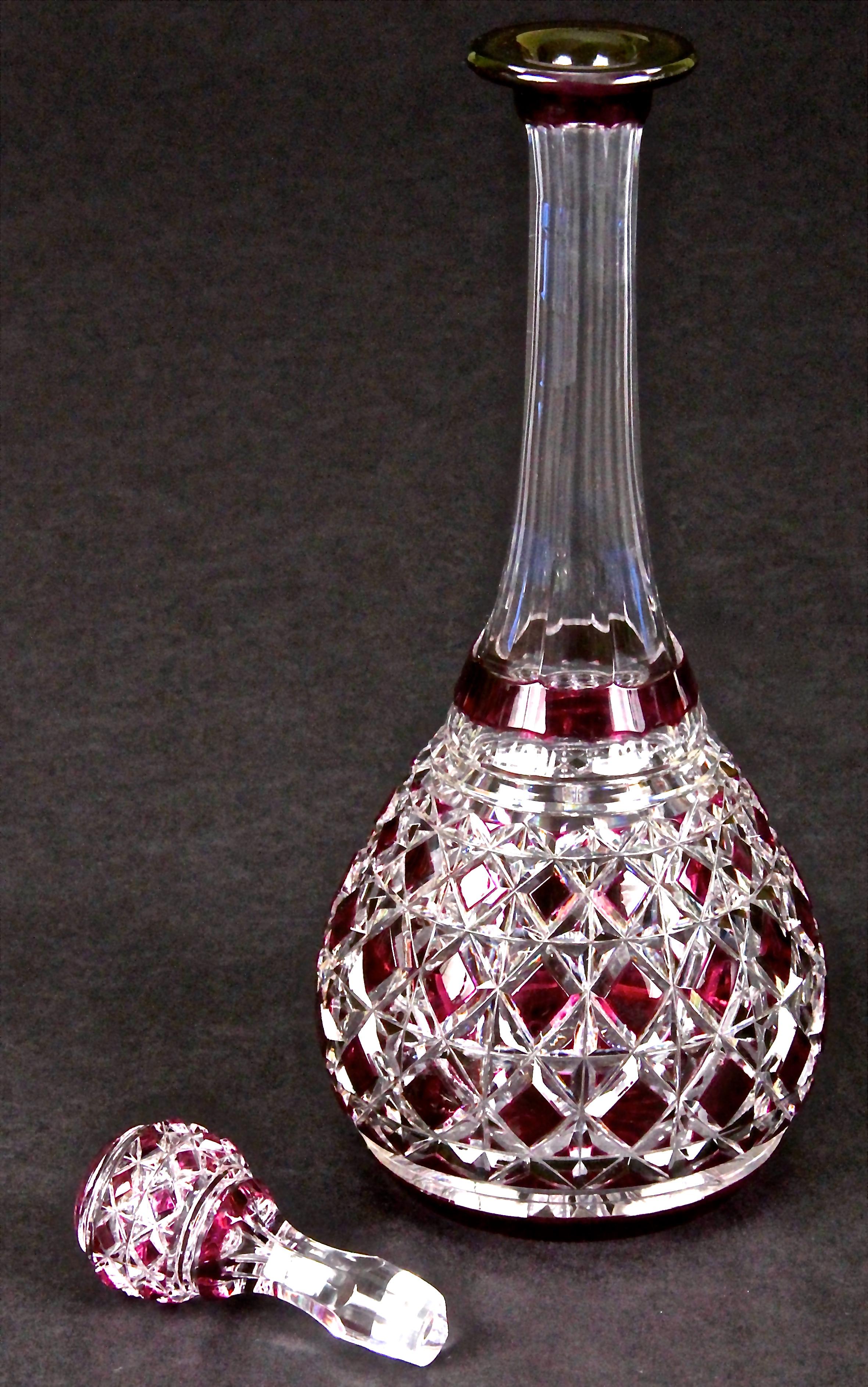 Art Deco Val Saint Lambert Cut Crystal Amethyst Decanter For Sale