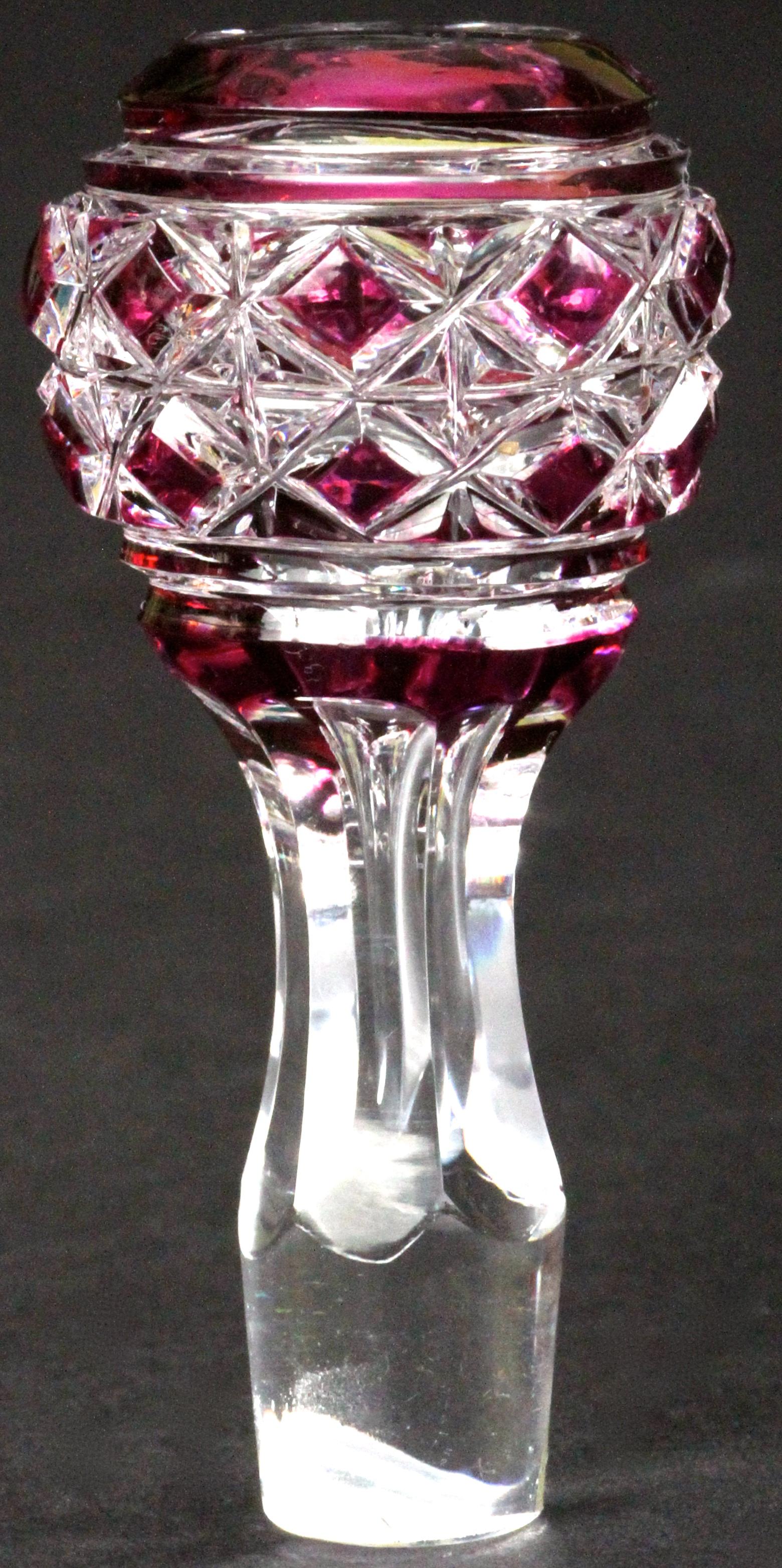 Belgian Val Saint Lambert Cut Crystal Amethyst Decanter For Sale